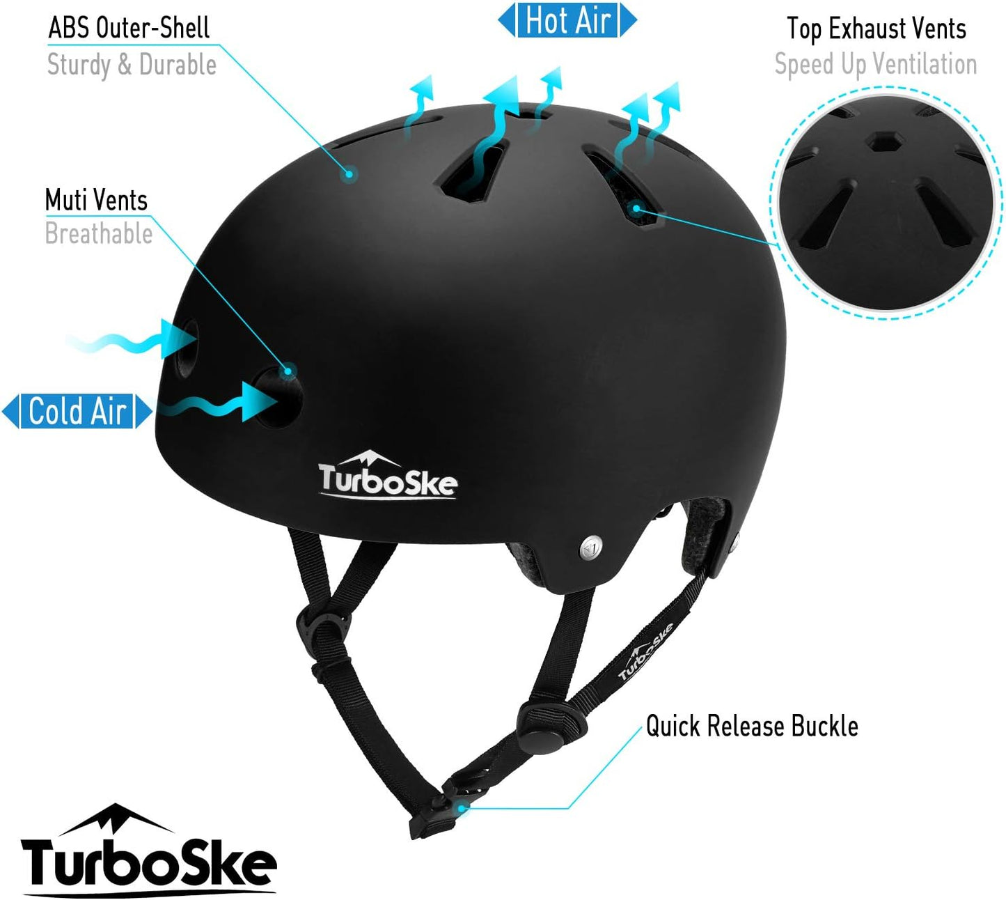 Skateboard Helmet, BMX Helmet, Multi-Sport Helmet, Bike Helmet for Kids, Youth, Men, Women