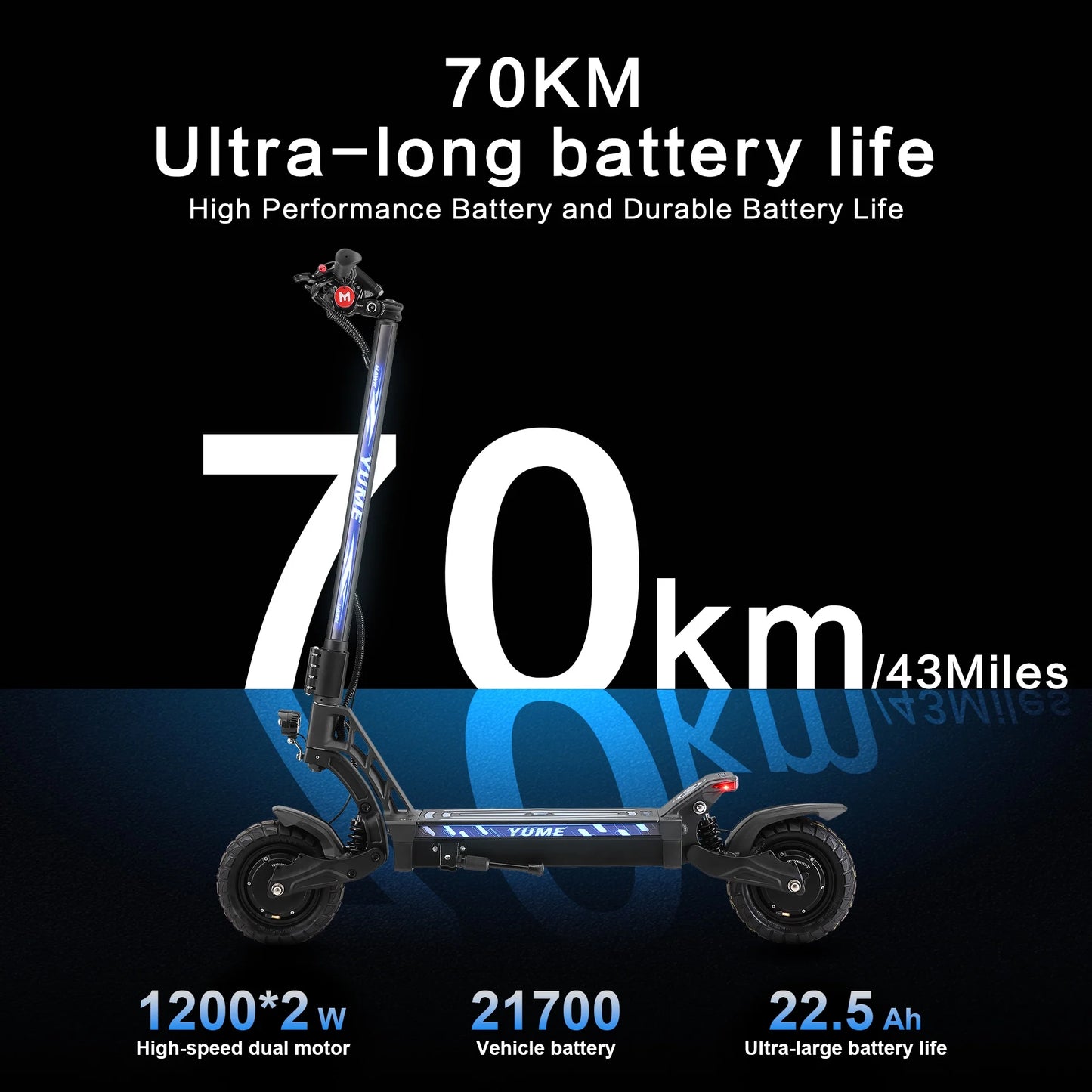 Hawk Dual Motor Electric Scooters for Adults 2400W 43MPH 43Miles Long Rang E-Scooter