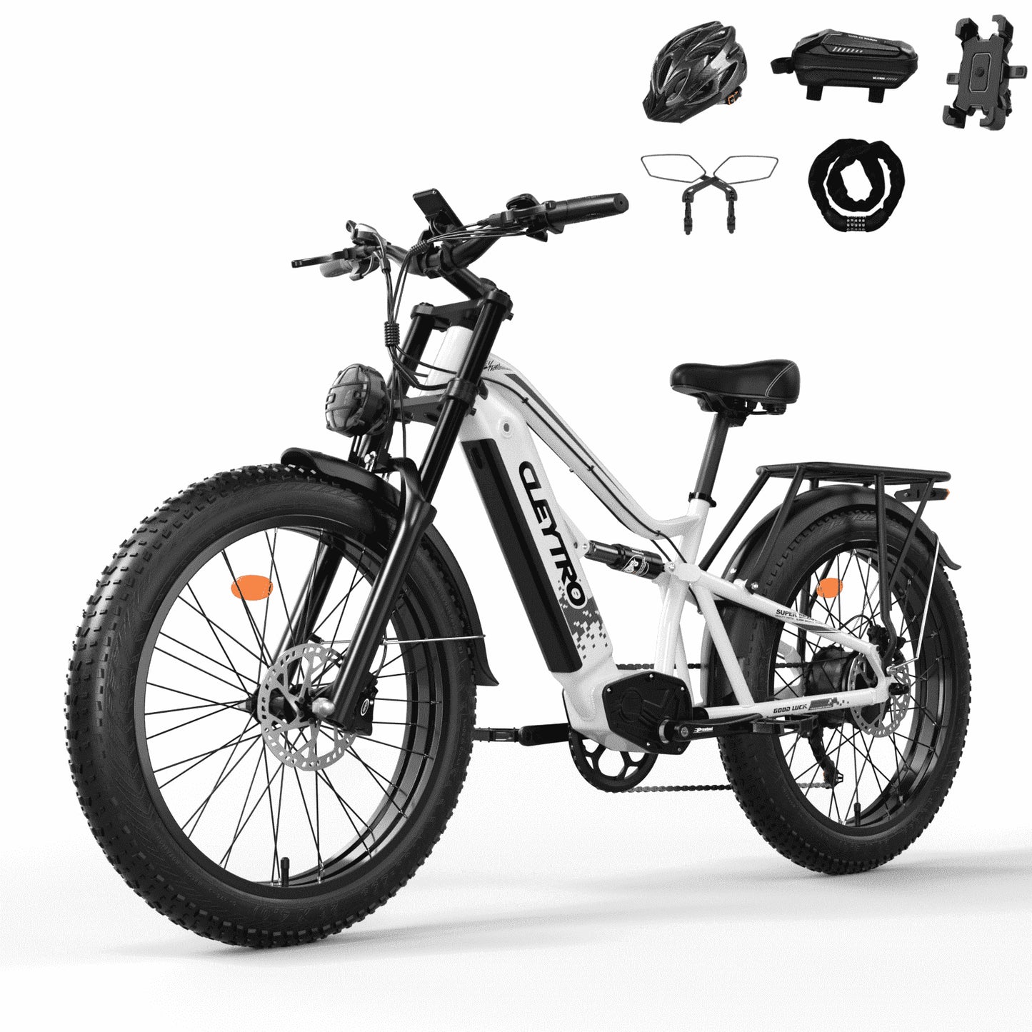 26 Inch Electric Bike for Adults, 750W Folding Fat Tire Bikes, 52V Ebike 19Ah Removable Li-Ion Battery 7-Speed