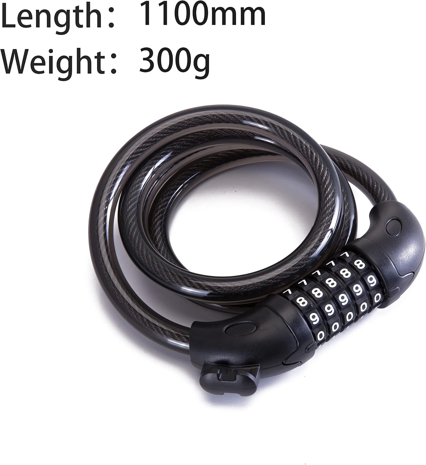 Bike Lock Bicycle Lock Chain ,5-Digit Combination Lock Core Steel Wire Bike Lock Security&Portable Bicycle Locks,1.1M X 1/2 Inch (Black)