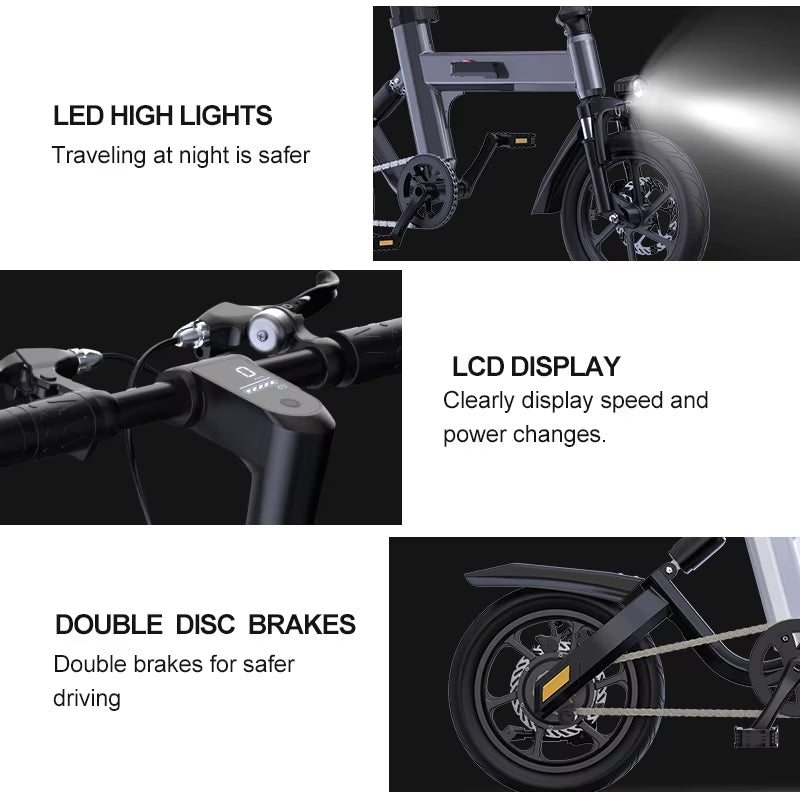 Driver'S Representative Folding Electric Bicycle Adult Portable Commuting Two Wheeled Electric Scooter Electric Dirt Bike
