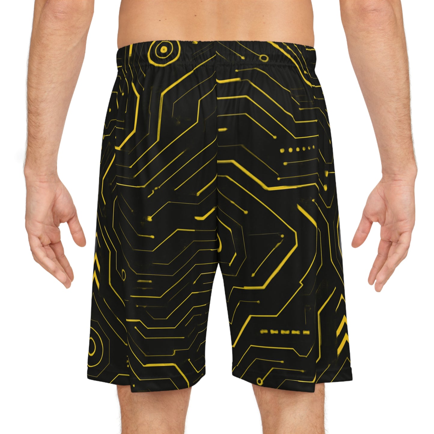 Futuristic Circuit Pattern Basketball Shorts for Active Lifestyle