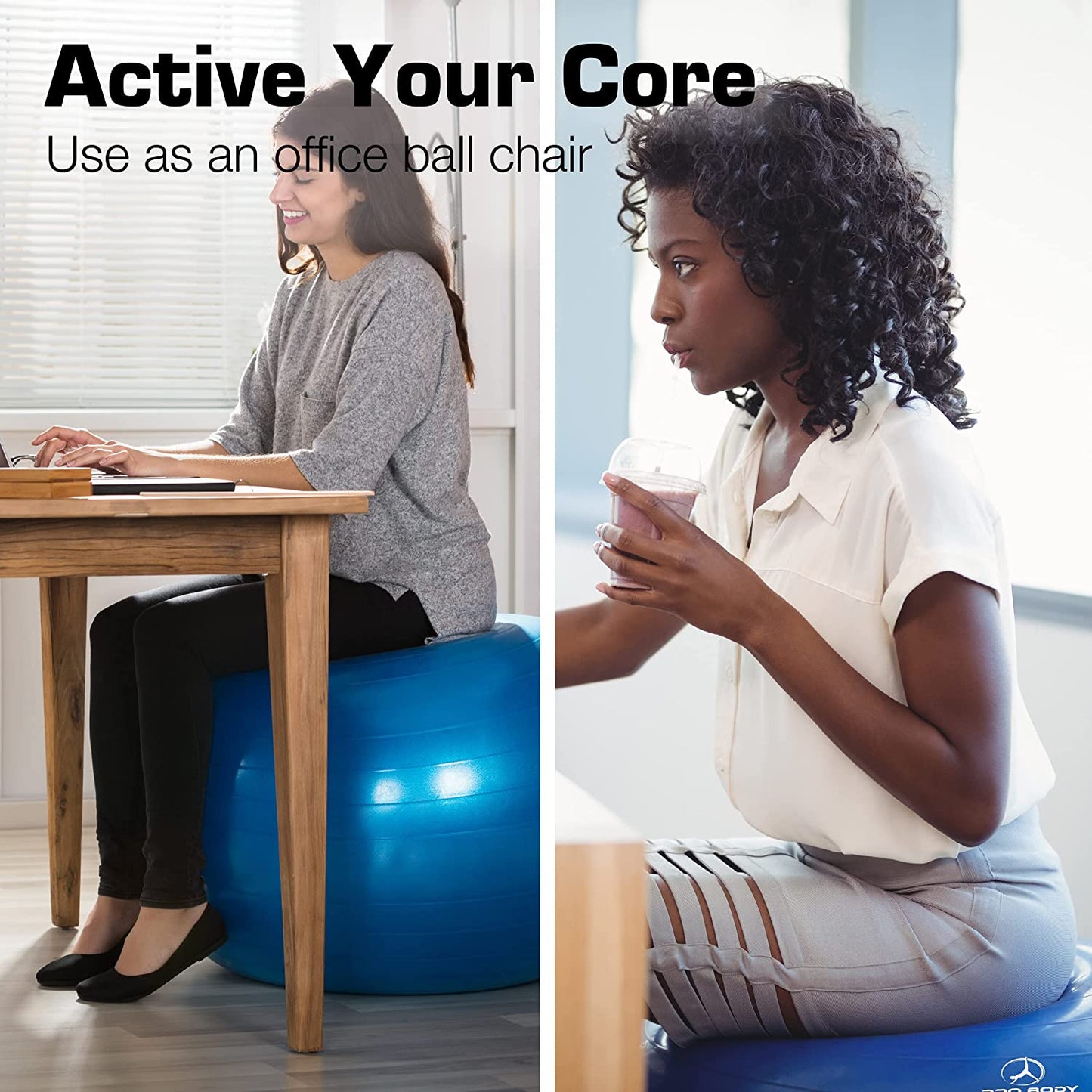 Yoga Ball - Fresh Colors Exercise Ball for Stability, Pregnancy, Workout & Physical Therapy