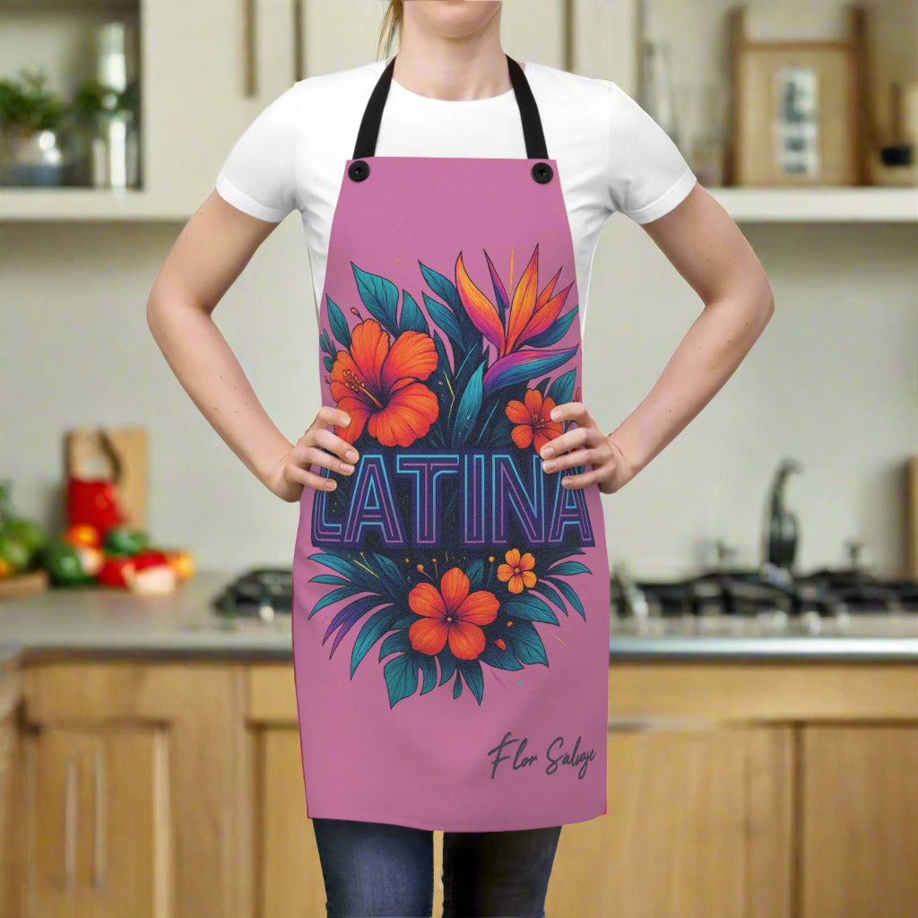 Vibrant Latina Apron, Floral Cooking Apron, Gift for Latina Chef, Bright Kitchen Accessory, Fun Cooking Gift, Latina Pride Apron