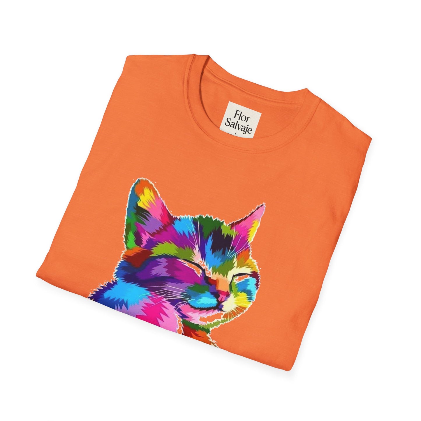 Colorful Cat Love Unisex T-Shirt - Softstyle Design for Animal Lovers