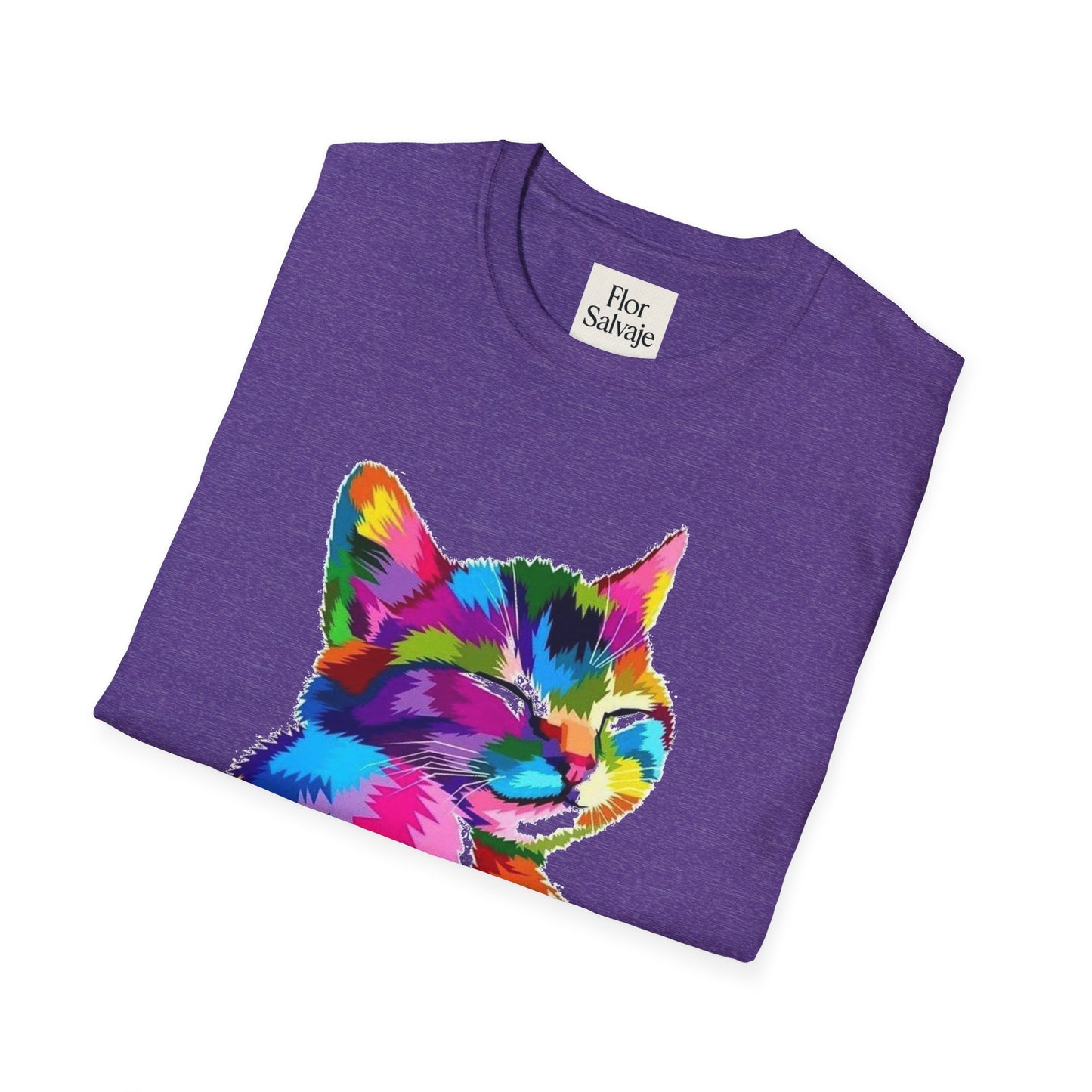 Colorful Cat Love Unisex T-Shirt - Softstyle Design for Animal Lovers