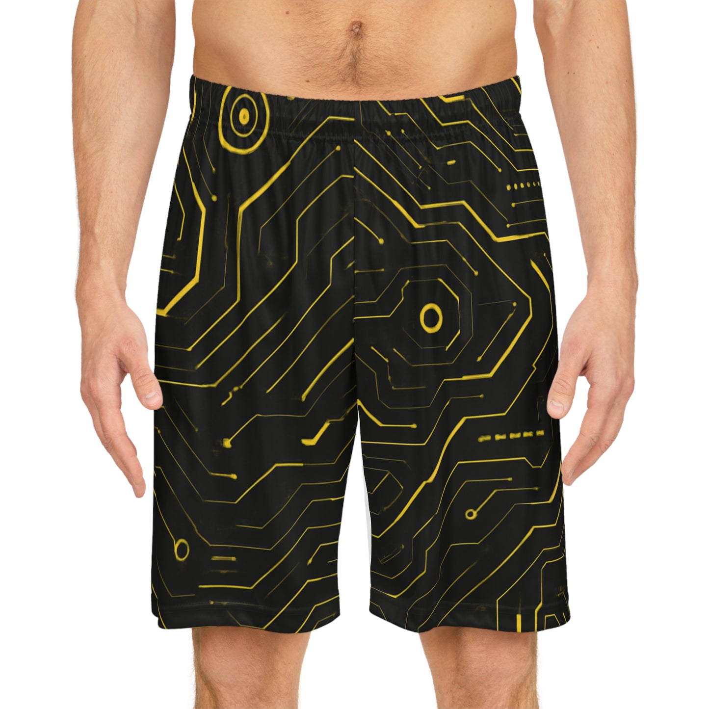 Futuristic Circuit Pattern Basketball Shorts for Active Lifestyle