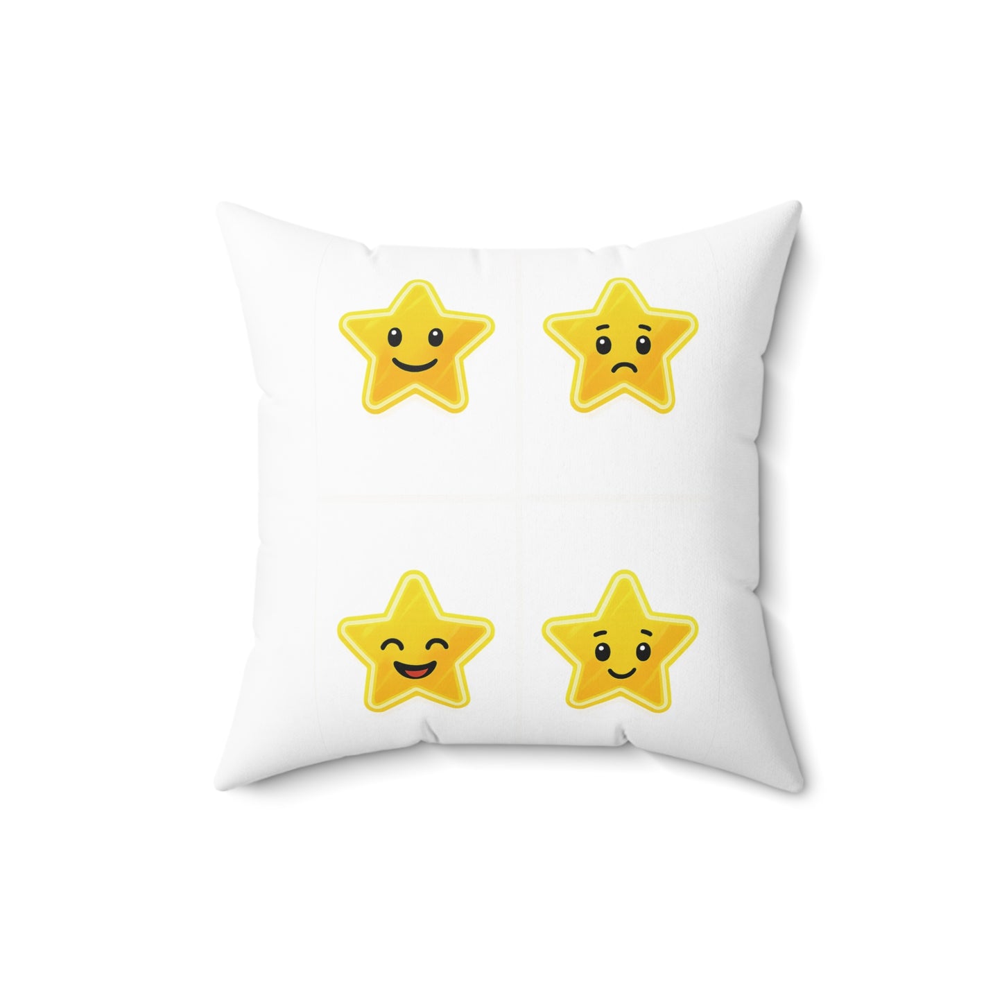 Playful Star Emoji Square Pillow - Fun Home Decor for Kids