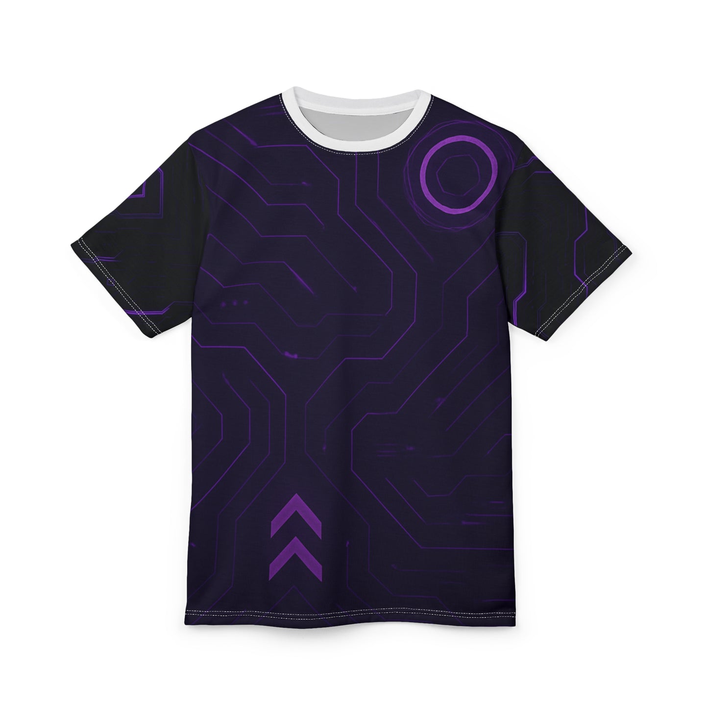 Futuristic Unisex Cut & Sew Tee - Purple Circuit Design