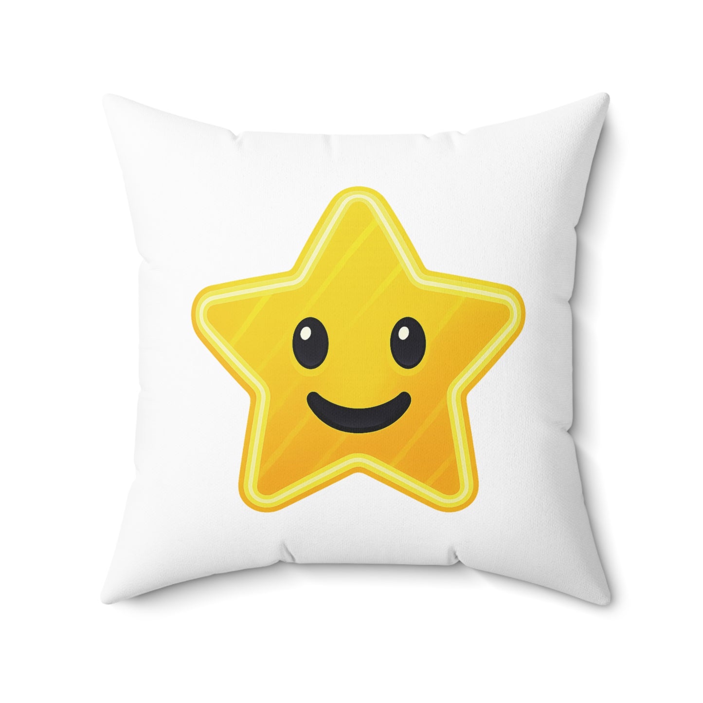 Playful Star Emoji Square Pillow - Fun Home Decor for Kids