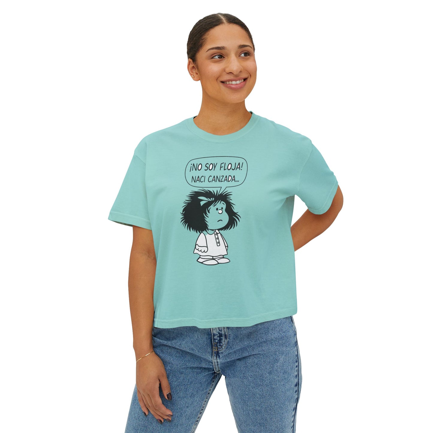 Cute Women's Boxy Tee - '¡NO SOY FLOJA!' Graphic T-Shirt