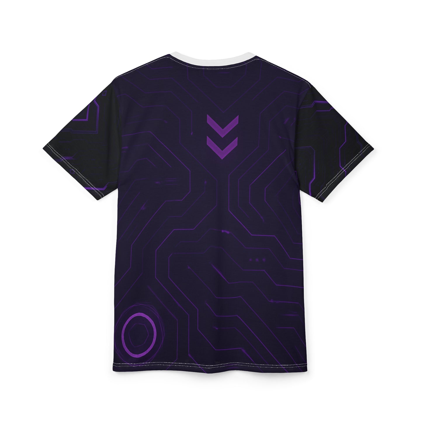 Futuristic Unisex Cut & Sew Tee - Purple Circuit Design