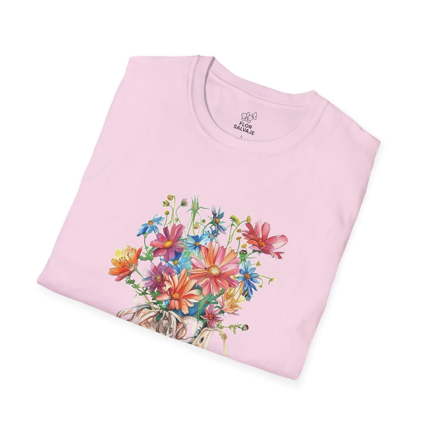 Floral Sneakers T-Shirt, Unisex Softstyle Tee, Boho Casual Shirt, Gift for Nature Lovers, Spring/Fall Fashion