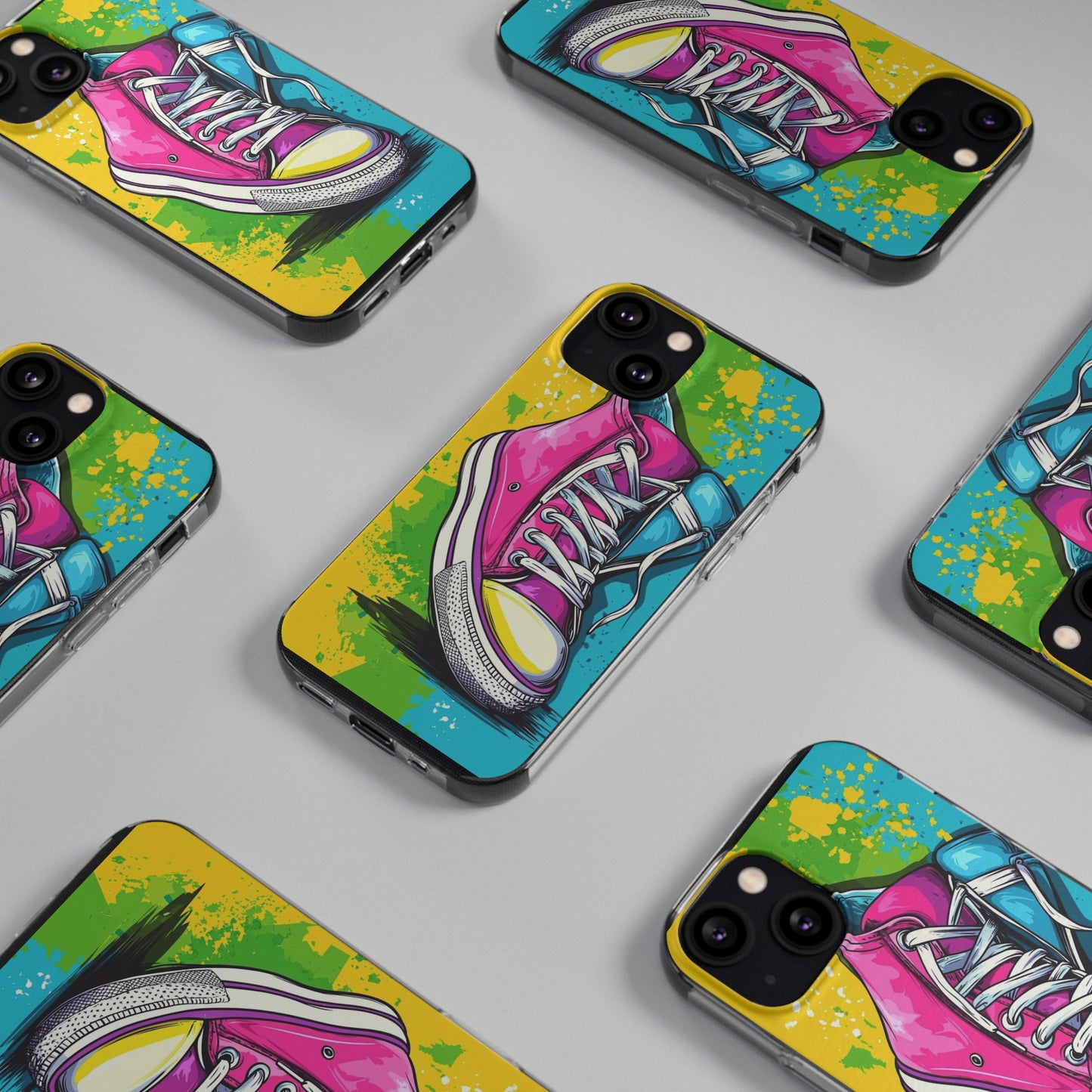 Colorful Sneakers Phone Case - Trendy Soft Phone Cases for Teens, Gifts for Her, Skateboard Accessories, Birthday Present, Fun Tech Gear