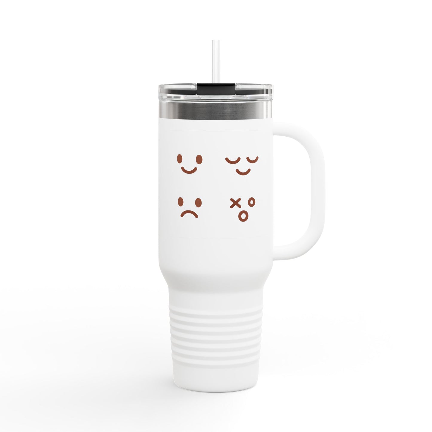 40oz Insulated Travel Mug with Cute Emoji Faces