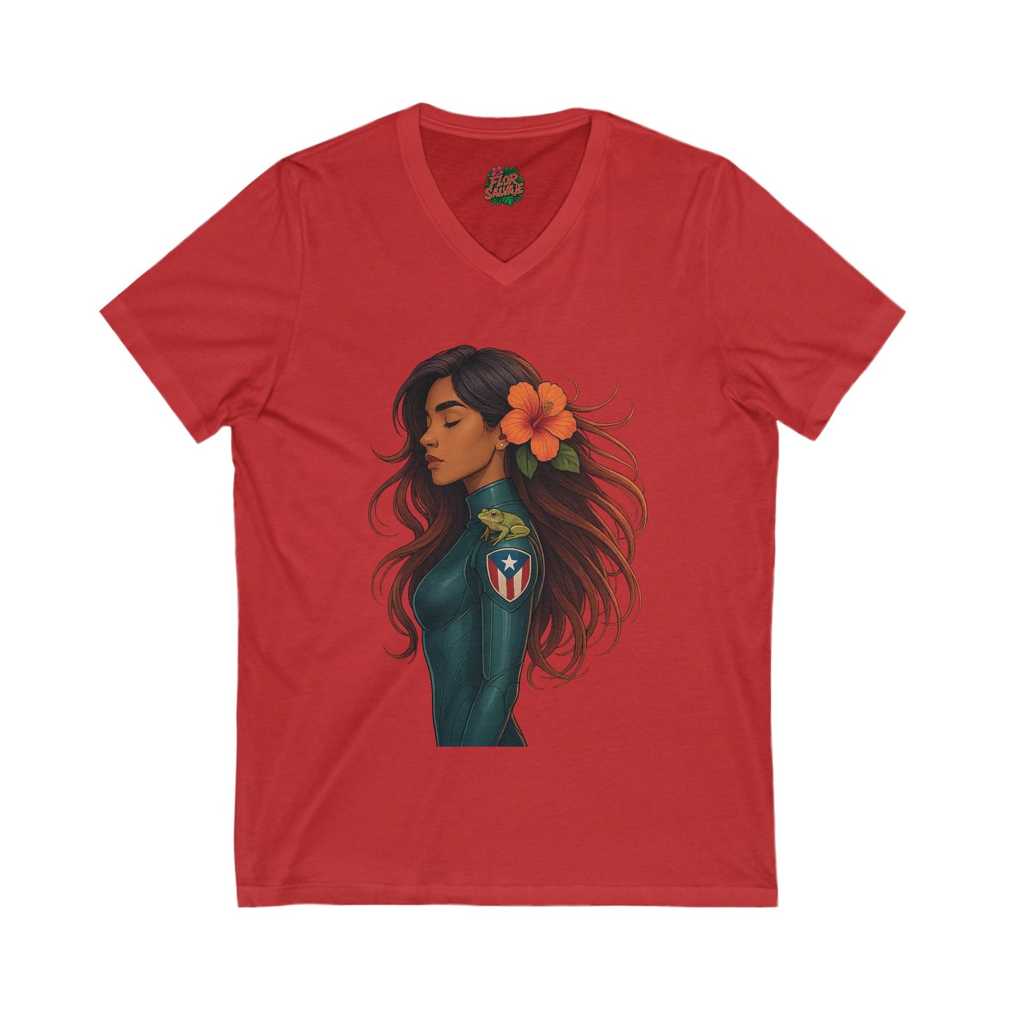 Tropical V-Neck Tee with Floral Design, Boho T-Shirt, Summer Apparel, Casual Wear, Unique Gift for Her