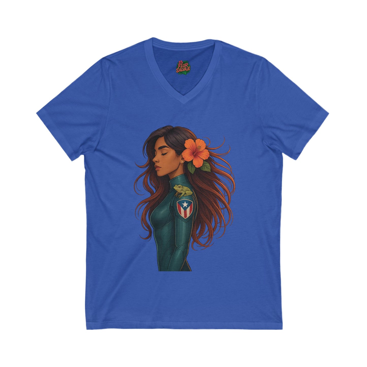 Tropical V-Neck Tee with Floral Design, Boho T-Shirt, Summer Apparel, Casual Wear, Unique Gift for Her