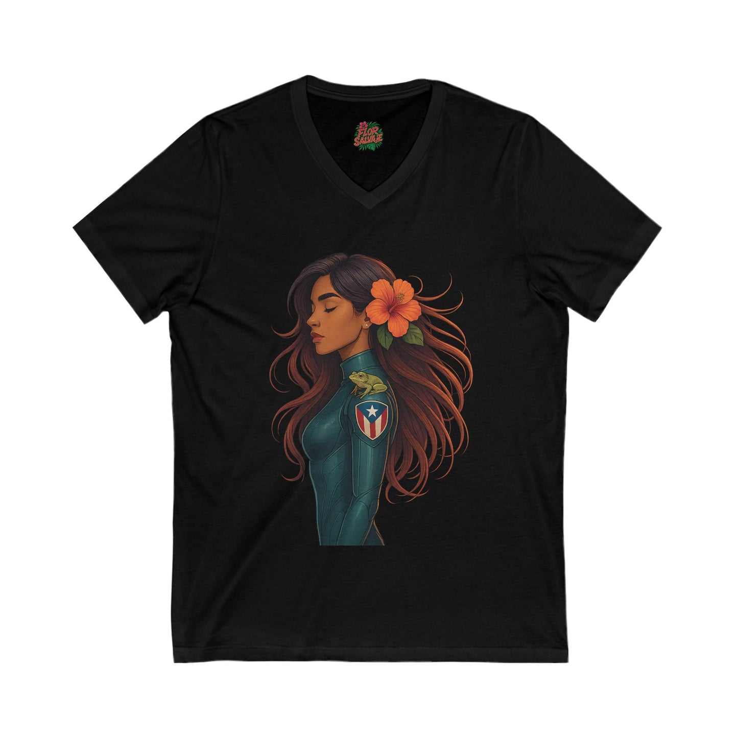 Tropical V-Neck Tee with Floral Design, Boho T-Shirt, Summer Apparel, Casual Wear, Unique Gift for Her