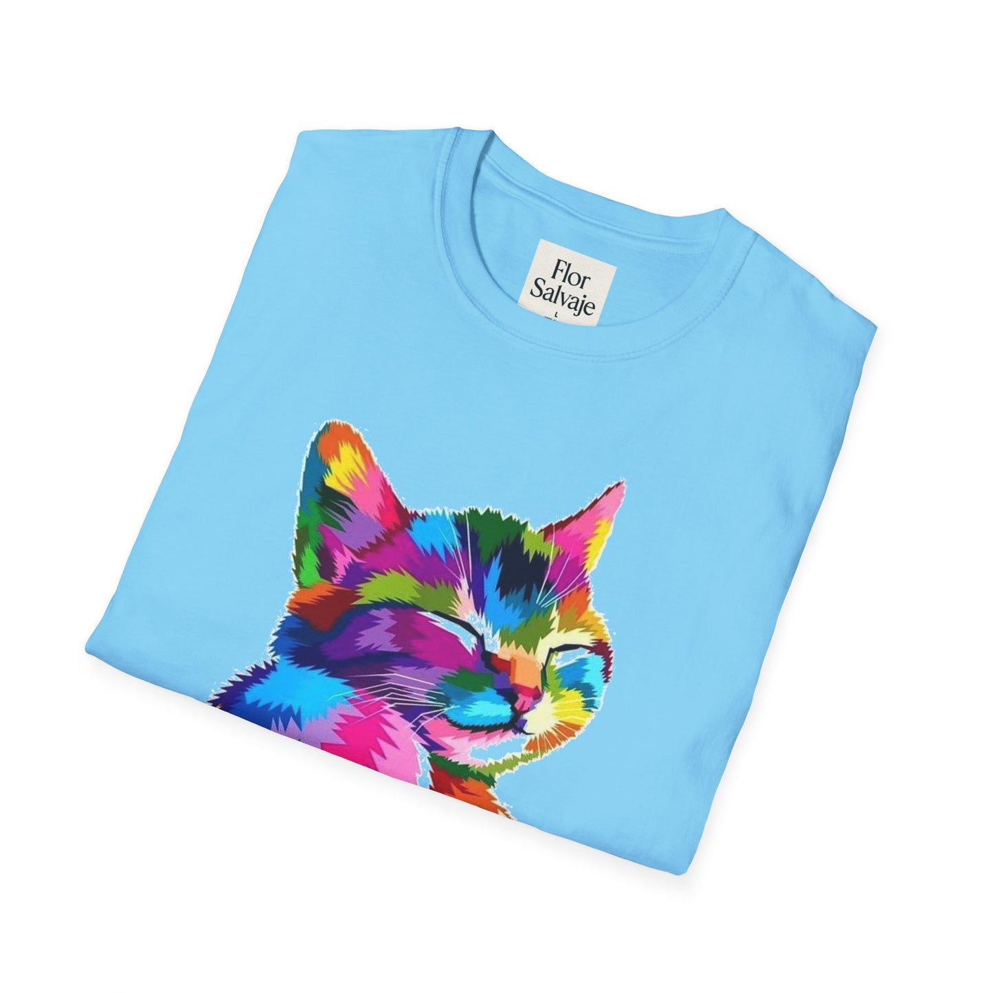 Colorful Cat Love Unisex T-Shirt - Softstyle Design for Animal Lovers