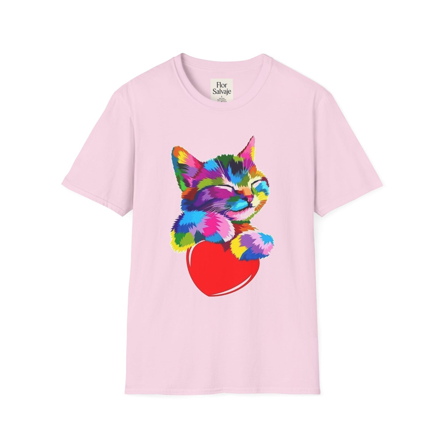Colorful Cat Love Unisex T-Shirt - Softstyle Design for Animal Lovers