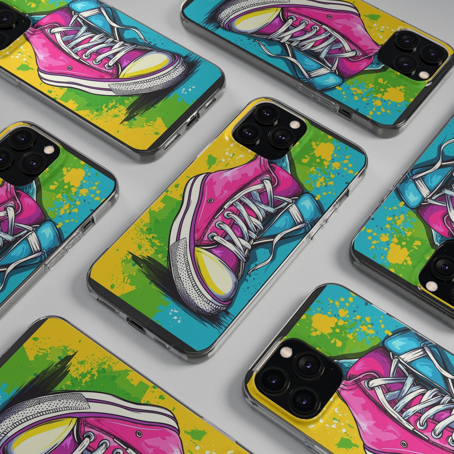 Colorful Sneakers Phone Case - Trendy Soft Phone Cases for Teens, Gifts for Her, Skateboard Accessories, Birthday Present, Fun Tech Gear