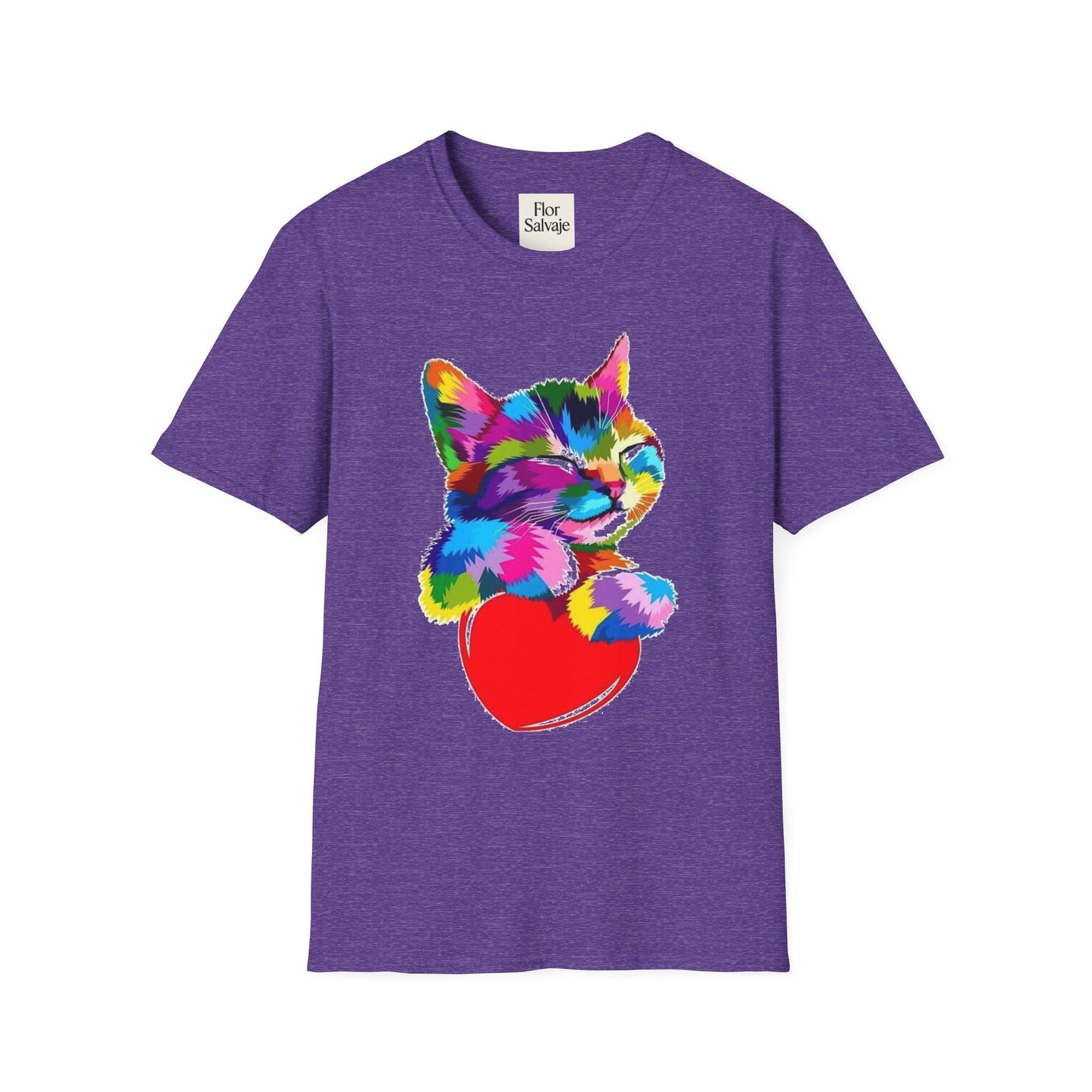 Colorful Cat Love Unisex T-Shirt - Softstyle Design for Animal Lovers