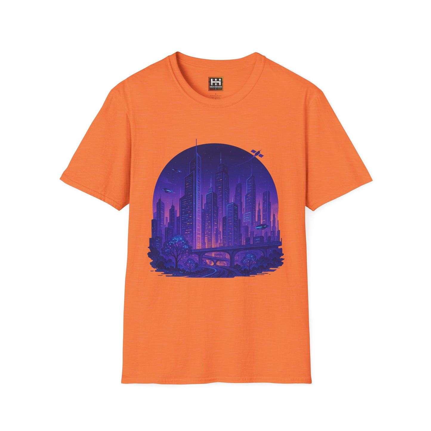 Cityscape Unisex Softstyle T-Shirt | Artistic Urban Design for Everyday Wear