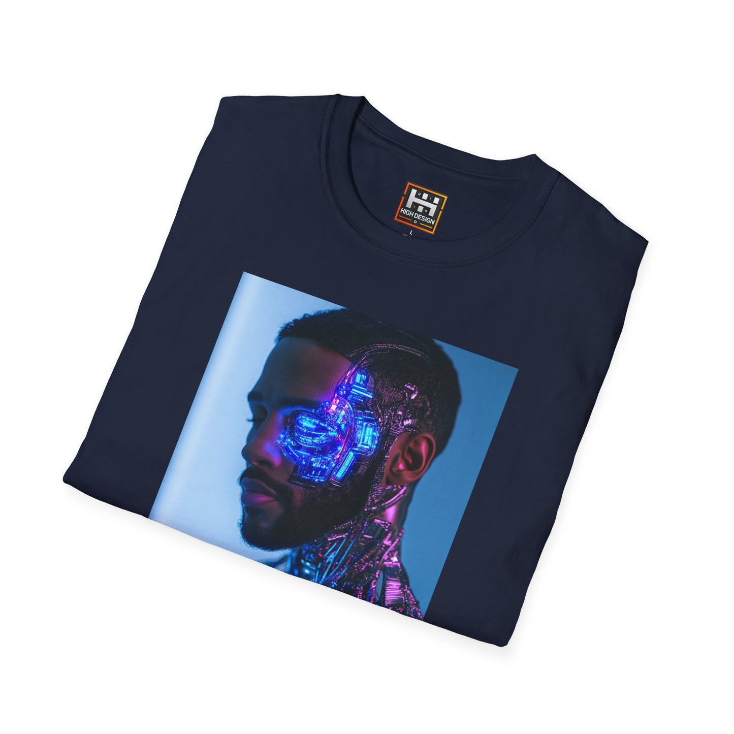 Futuristic Graphic T-Shirt - Unisex Softstyle Tee with Cybernetic Design
