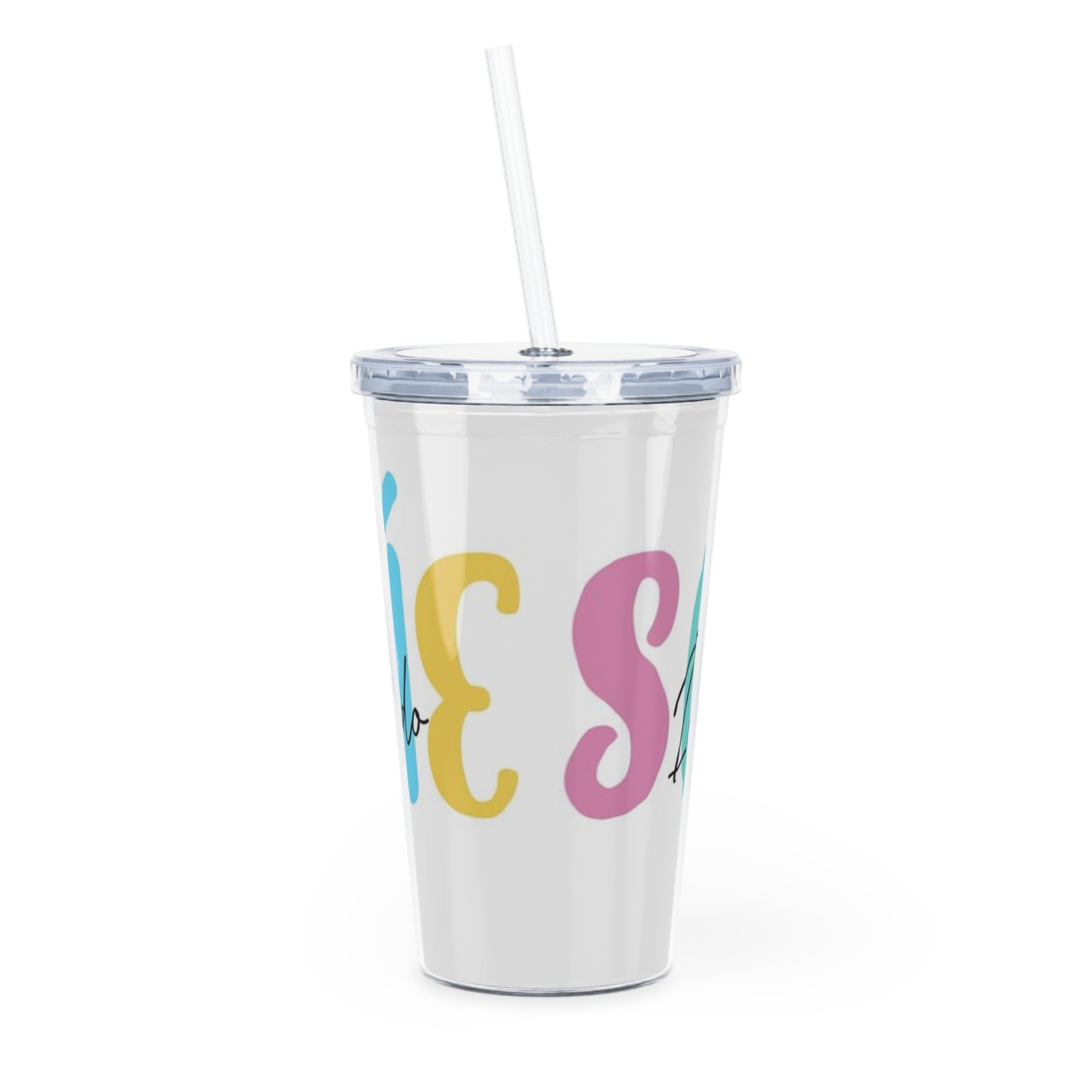Colorful Inspirational Plastic Tumbler with Straw, Motivational Travel Cup, Fun Drinkware for Home, Classroom, and Gifts