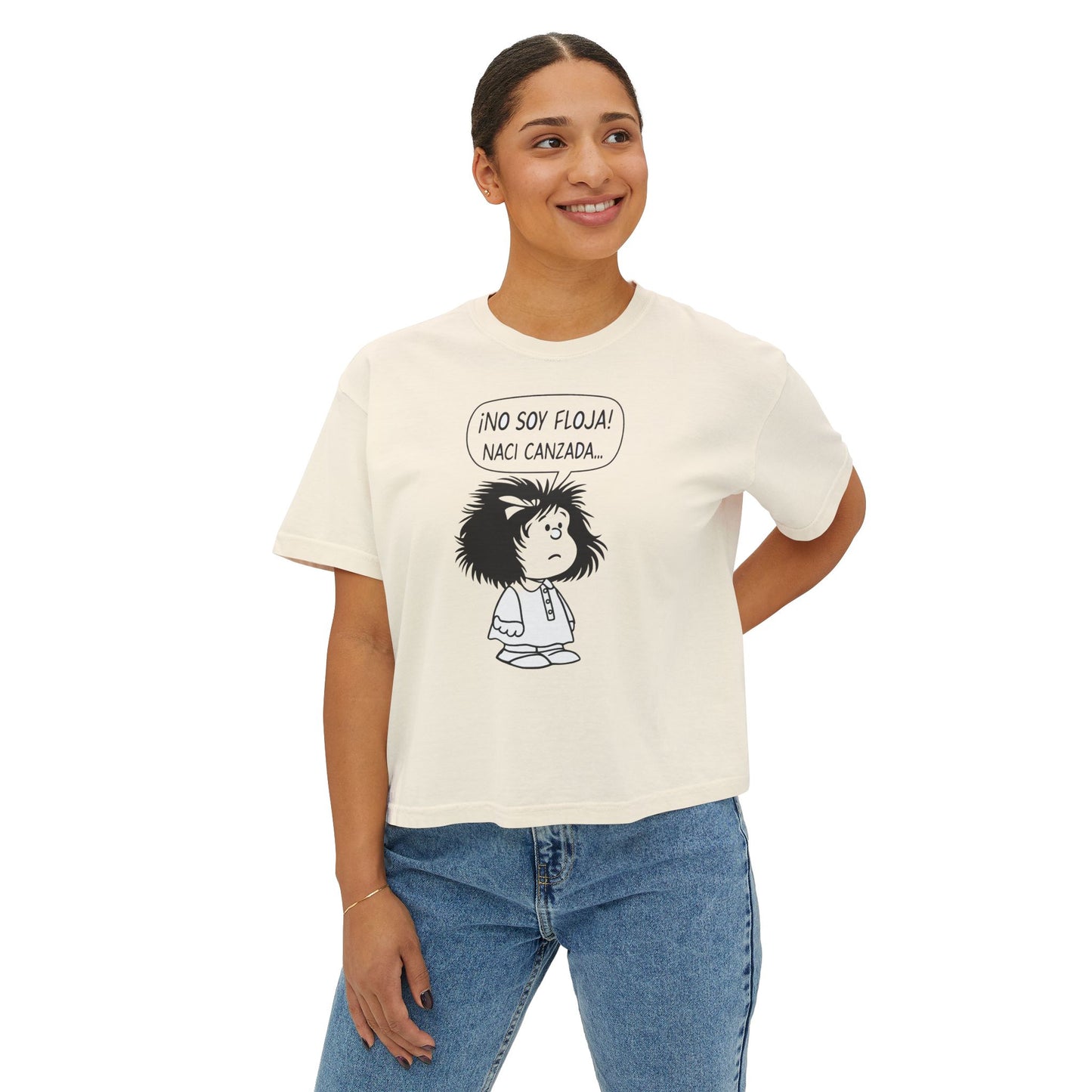 Cute Women's Boxy Tee - '¡NO SOY FLOJA!' Graphic T-Shirt