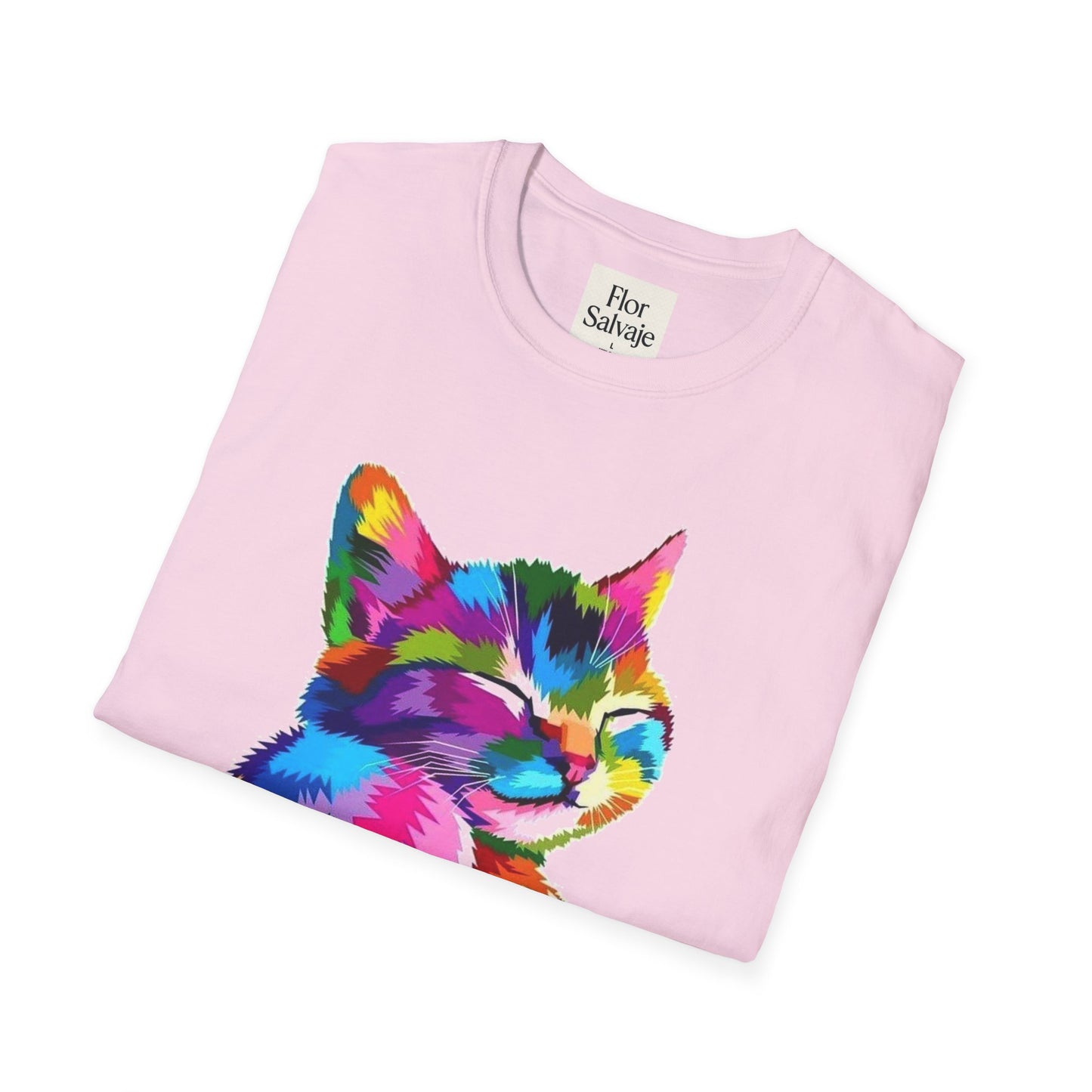 Colorful Cat Love Unisex T-Shirt - Softstyle Design for Animal Lovers