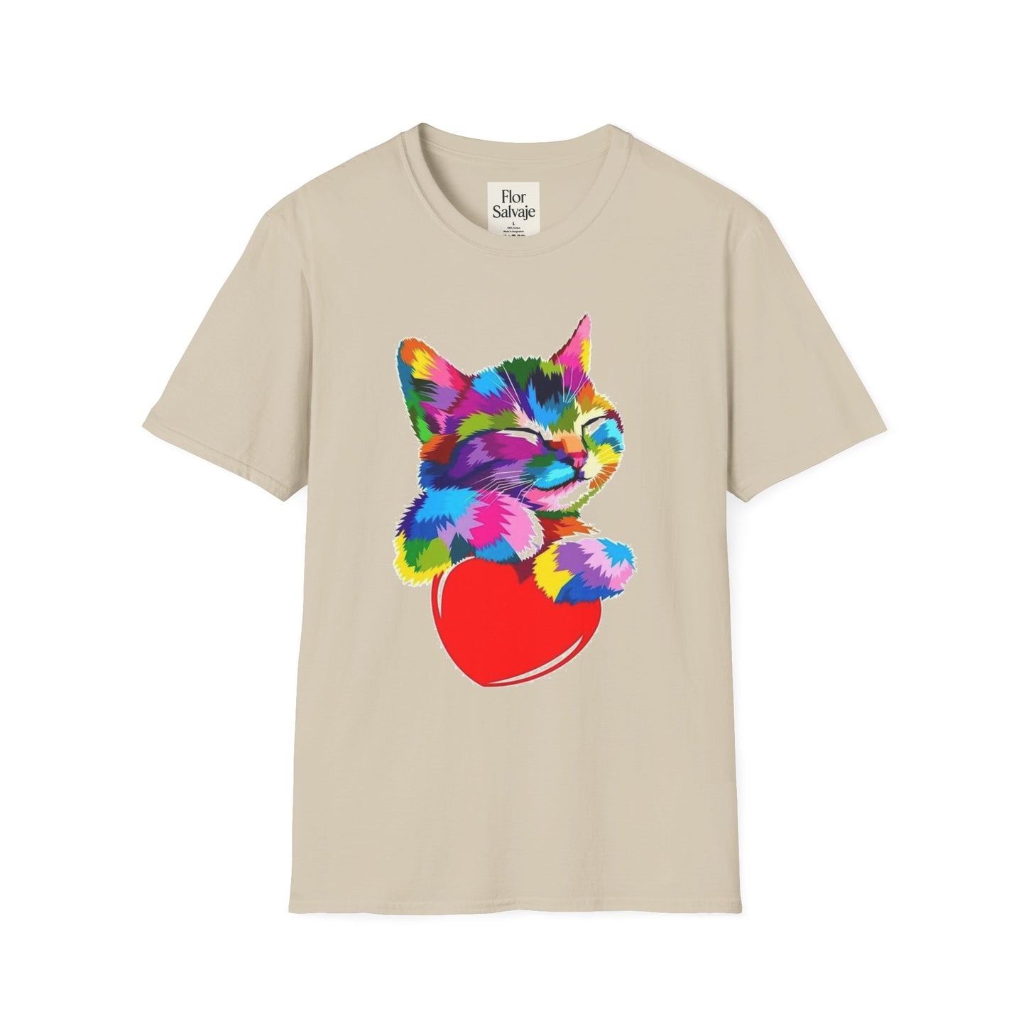 Colorful Cat Love Unisex T-Shirt - Softstyle Design for Animal Lovers