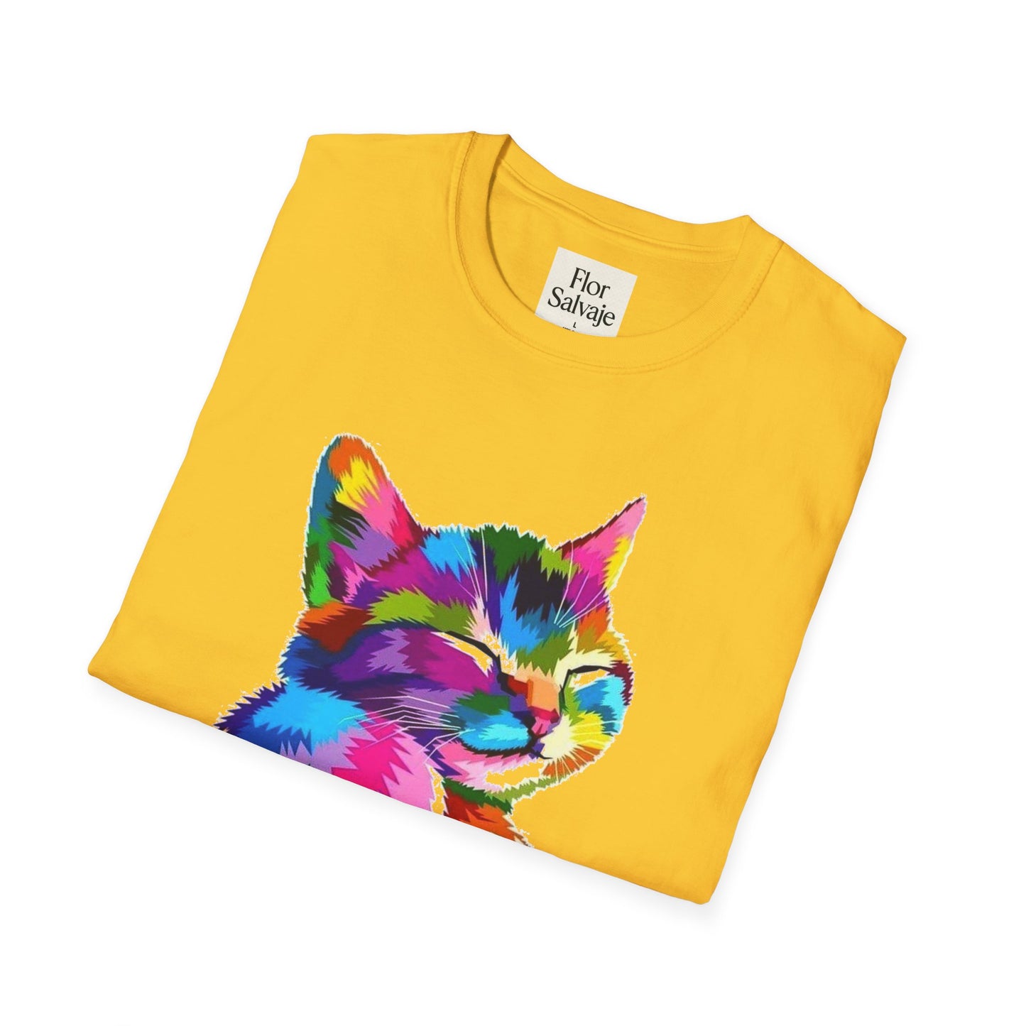 Colorful Cat Love Unisex T-Shirt - Softstyle Design for Animal Lovers