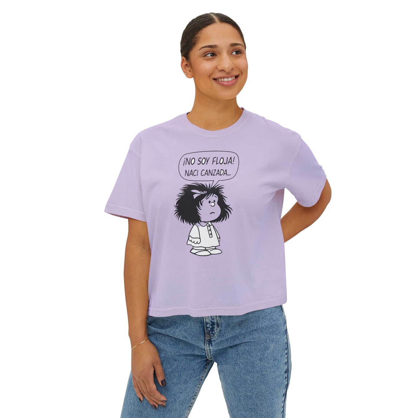 Cute Women's Boxy Tee - '¡NO SOY FLOJA!' Graphic T-Shirt