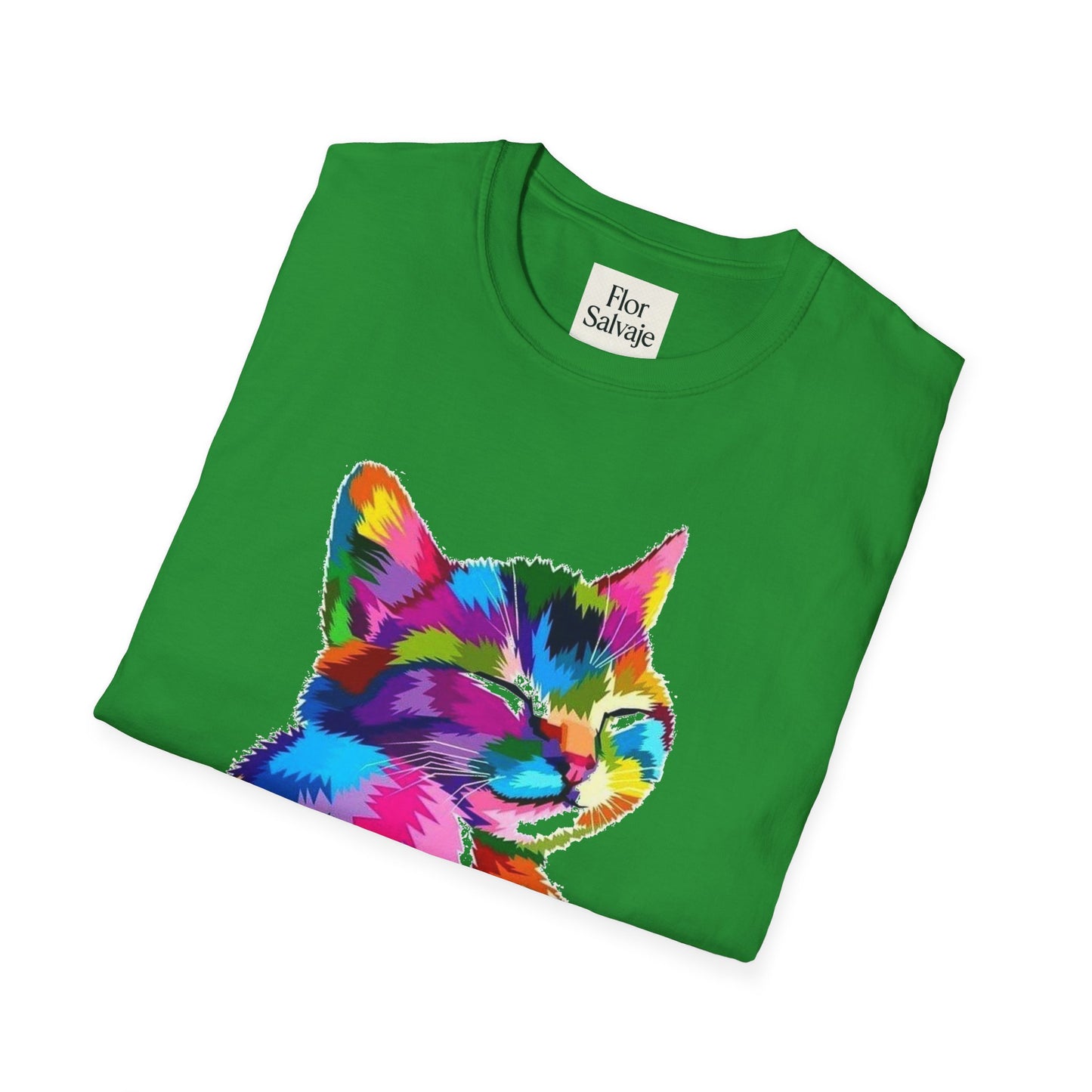 Colorful Cat Love Unisex T-Shirt - Softstyle Design for Animal Lovers
