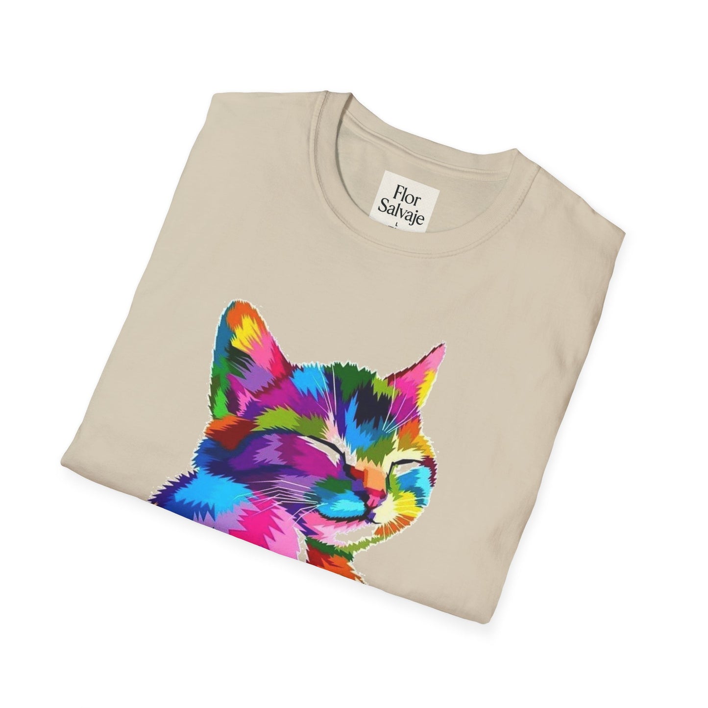 Colorful Cat Love Unisex T-Shirt - Softstyle Design for Animal Lovers