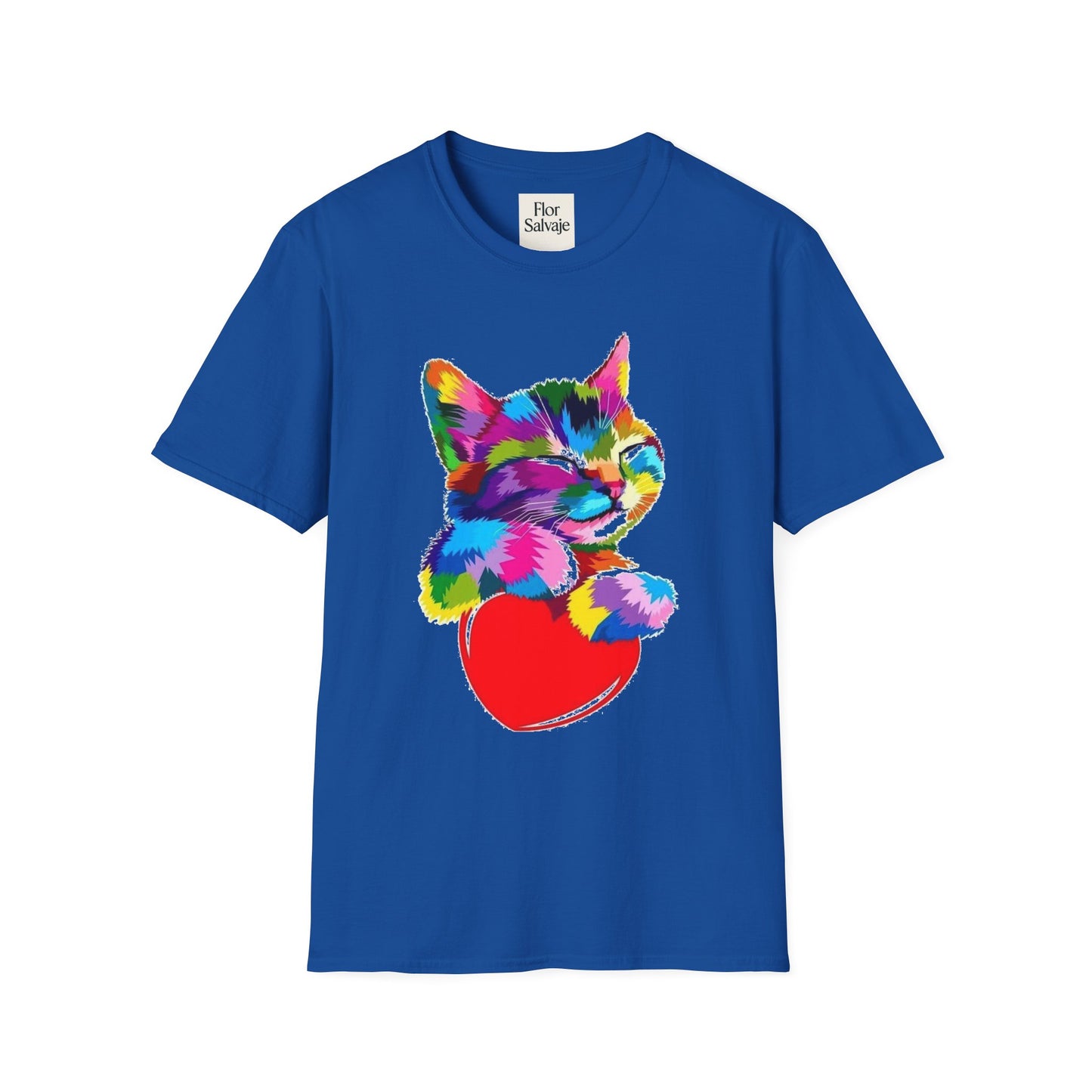 Colorful Cat Love Unisex T-Shirt - Softstyle Design for Animal Lovers