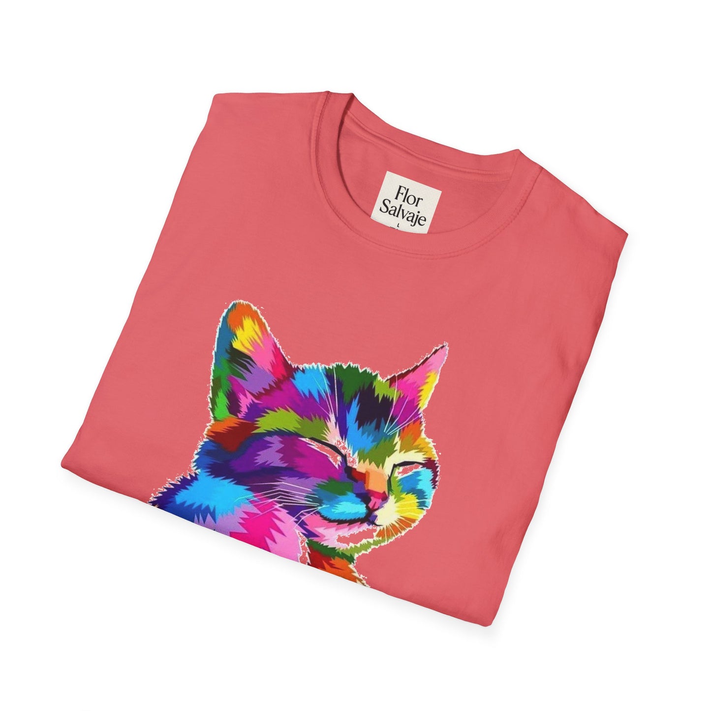 Colorful Cat Love Unisex T-Shirt - Softstyle Design for Animal Lovers