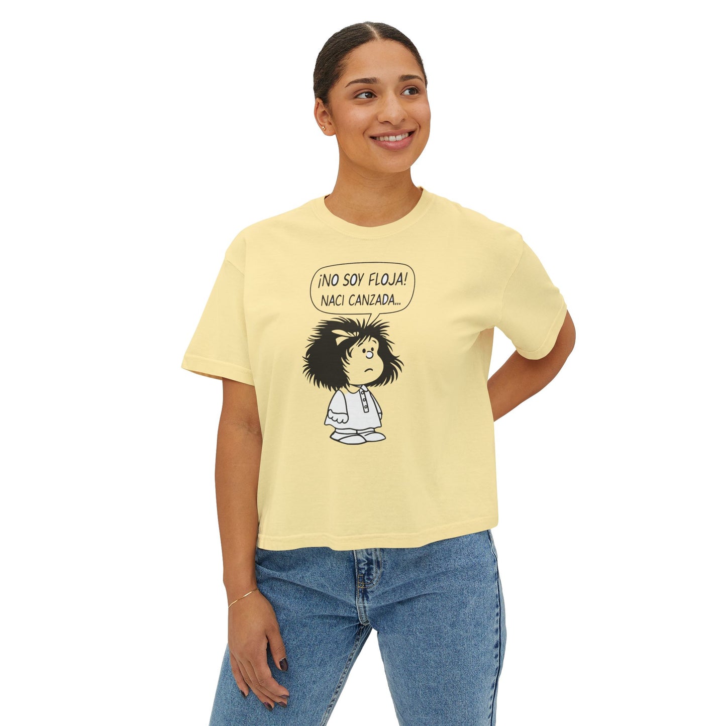 Cute Women's Boxy Tee - '¡NO SOY FLOJA!' Graphic T-Shirt