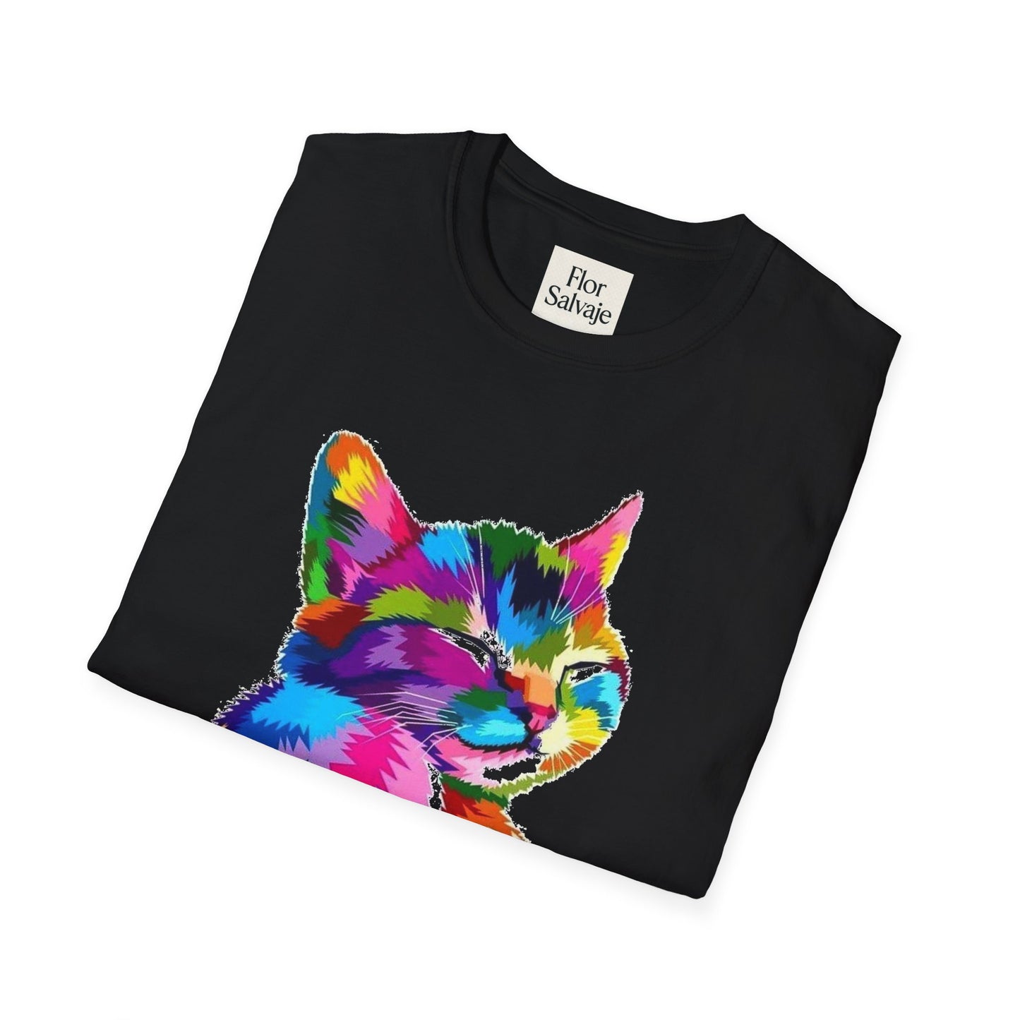 Colorful Cat Love Unisex T-Shirt - Softstyle Design for Animal Lovers