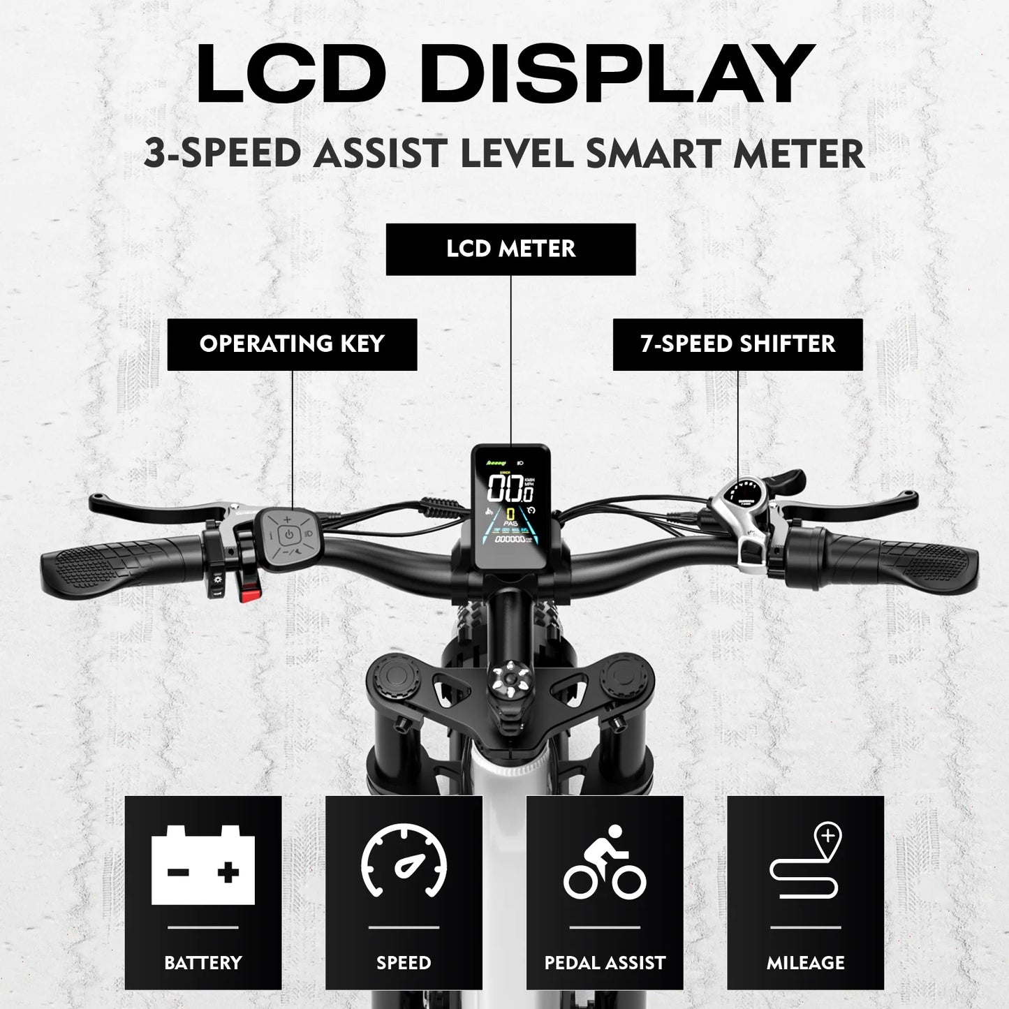 26 Inch Electric Bike for Adults, 750W Folding Fat Tire Bikes, 52V Ebike 19Ah Removable Li-Ion Battery 7-Speed