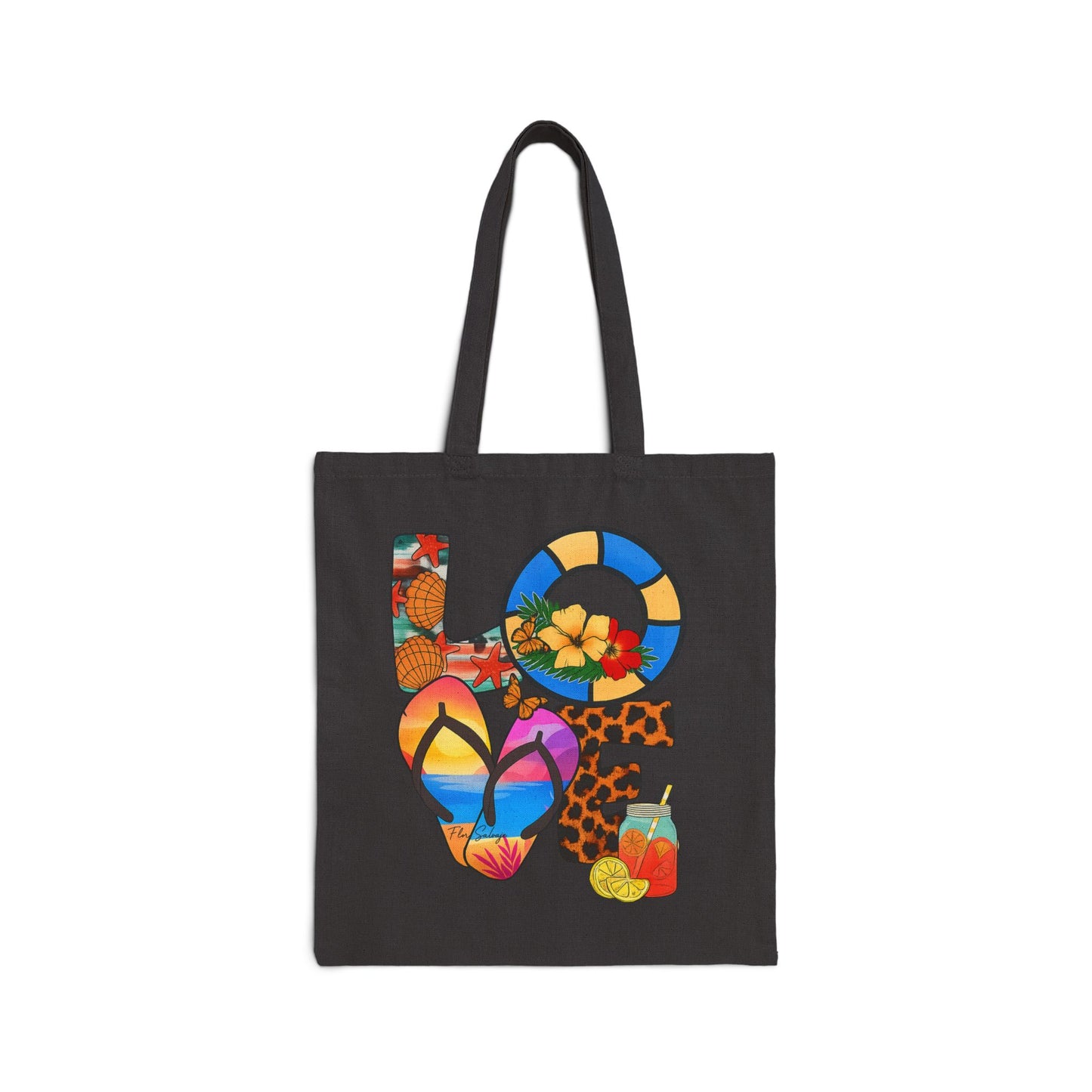 Colorful Love Canvas Tote Bag - Beach Bag, Shopping Tote, Eco-Friendly Gift, Summer Accessory, Art Print Carryall