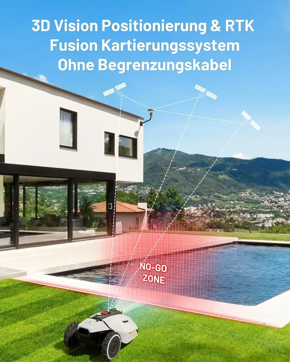 YUKA 1500 Robot Lawn Mower(2024 Version), 3D Vision & RTK Technology Fusion Mapping System for 0.37 Acres Lawn 45% Slope