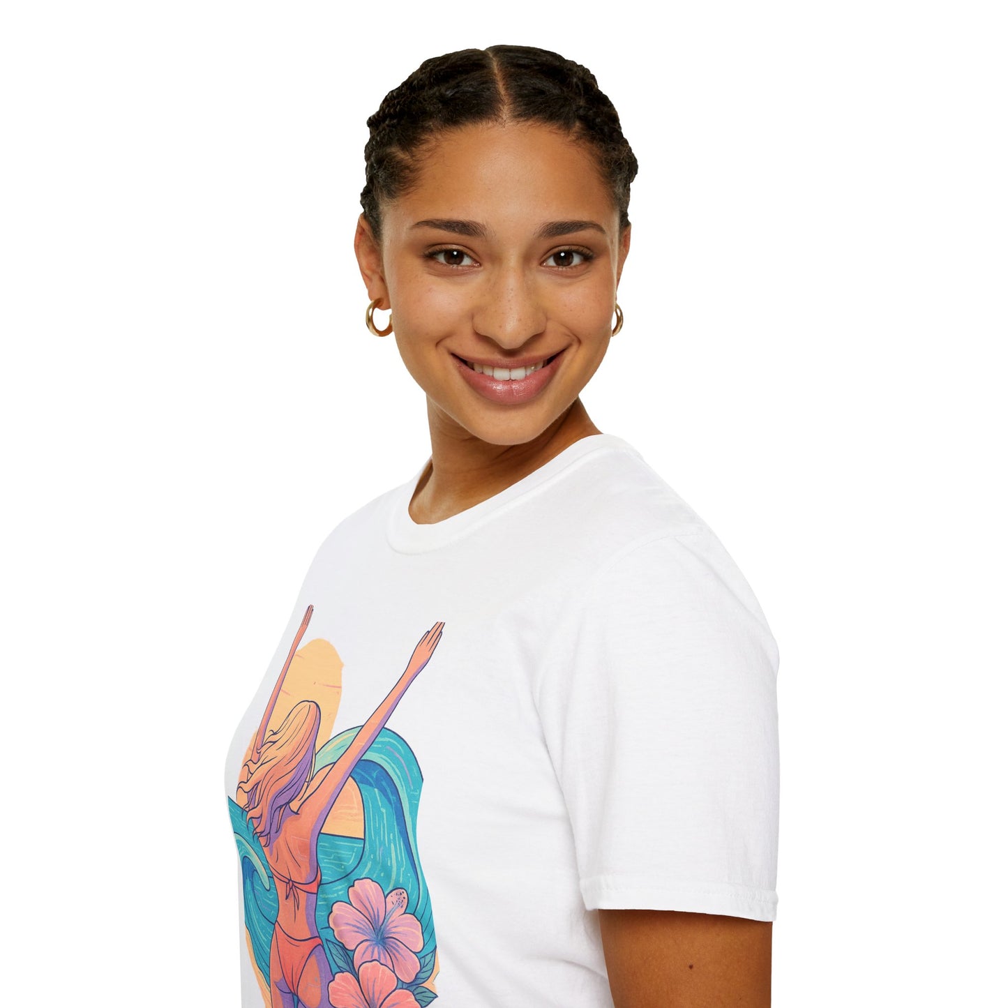 Beach Vibes Unisex Softstyle T-Shirt, Summer Tee, Casual Wear, Vacation T-Shirt, Gift for Her, Tropical Graphic Tee