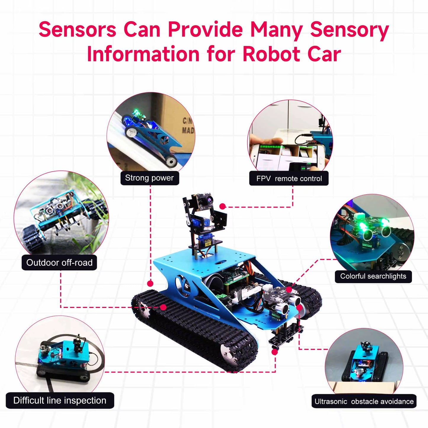 Smart Tank Robot Car Kit for Raspberry Pi 4B DIY Programmable Education with Teens Adults AI Electronic Set Compatible Arduino