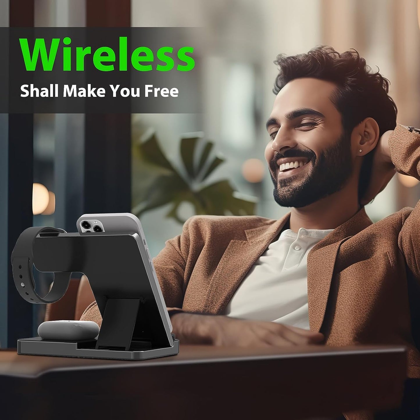 Cargador Inalambrico Base De Carga Inalambrica 3 En 1 Para Apple Watch Y Air
