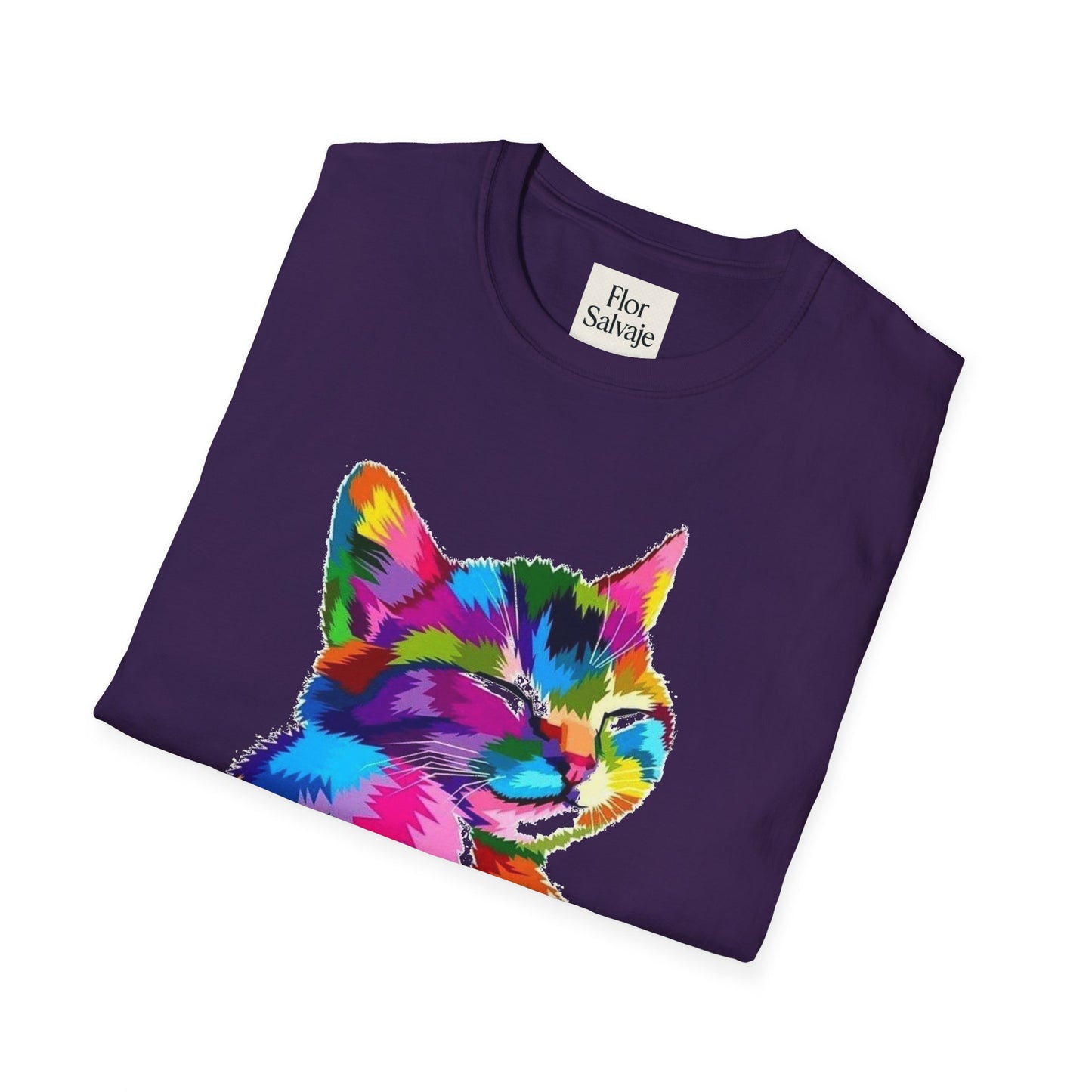 Colorful Cat Love Unisex T-Shirt - Softstyle Design for Animal Lovers