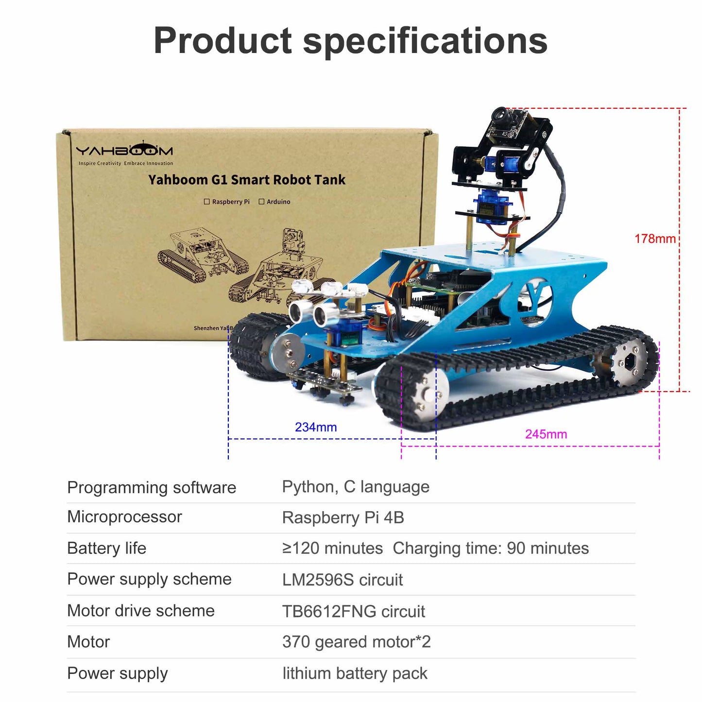 Smart Tank Robot Car Kit for Raspberry Pi 4B DIY Programmable Education with Teens Adults AI Electronic Set Compatible Arduino