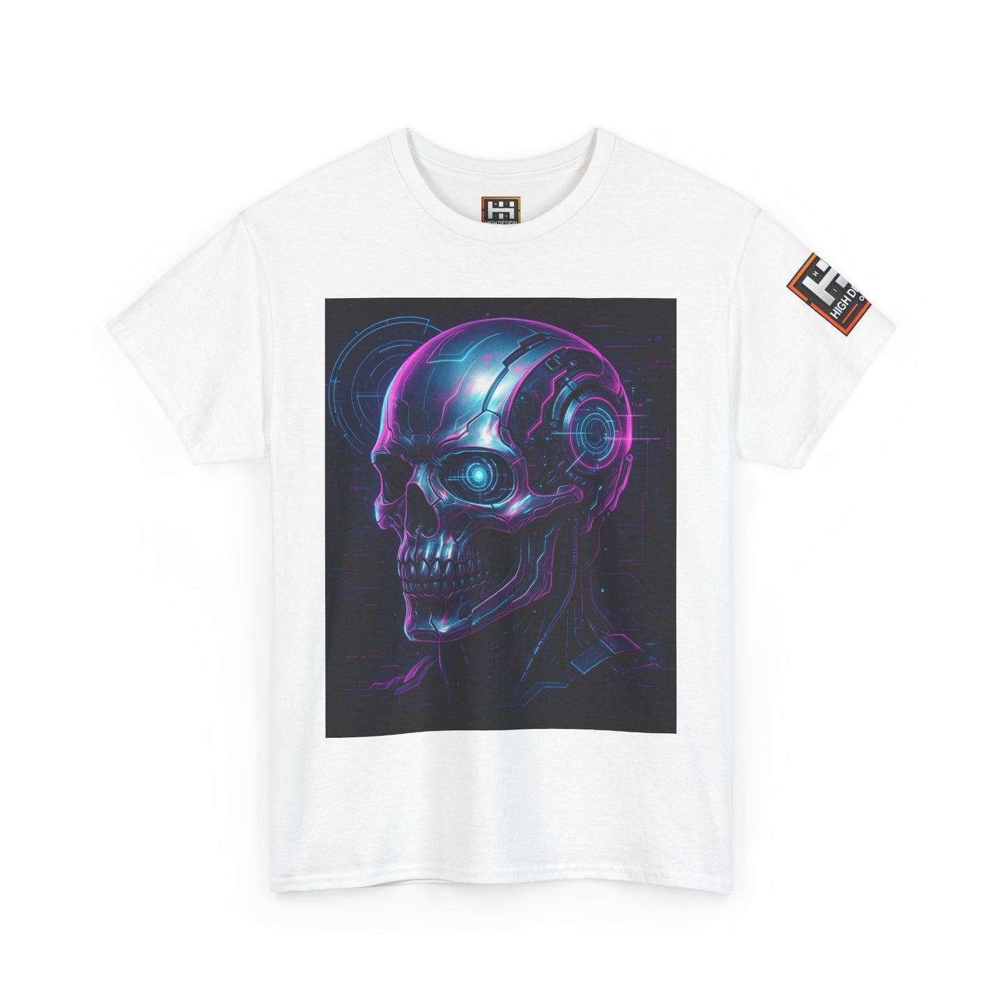 Neon Skull Graphic Unisex Heavy Cotton Tee - Futuristic Design