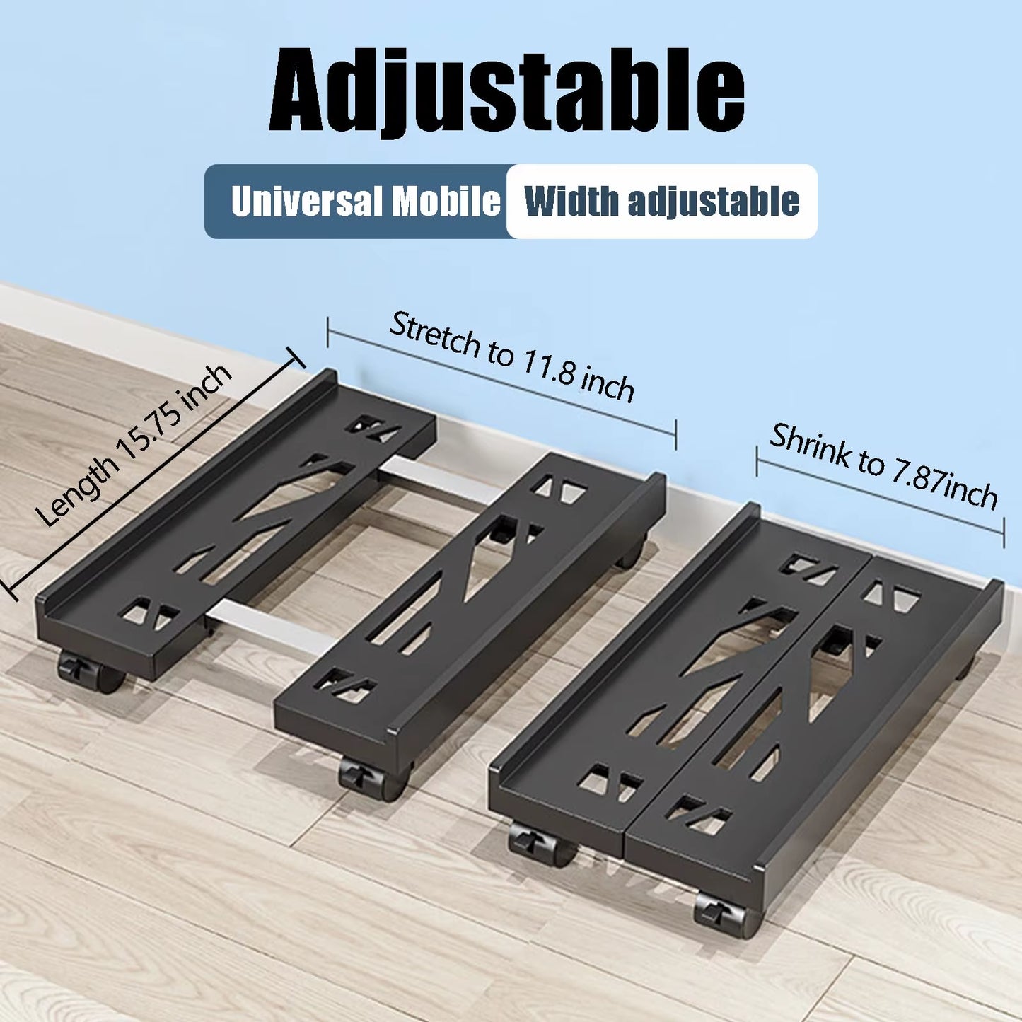 Adjustable Mobile CPU Stand, Ventilated Computer Tower Stand PC Tower Stand with 4 Caster Wheels Fits Most PC, under Desk Holder